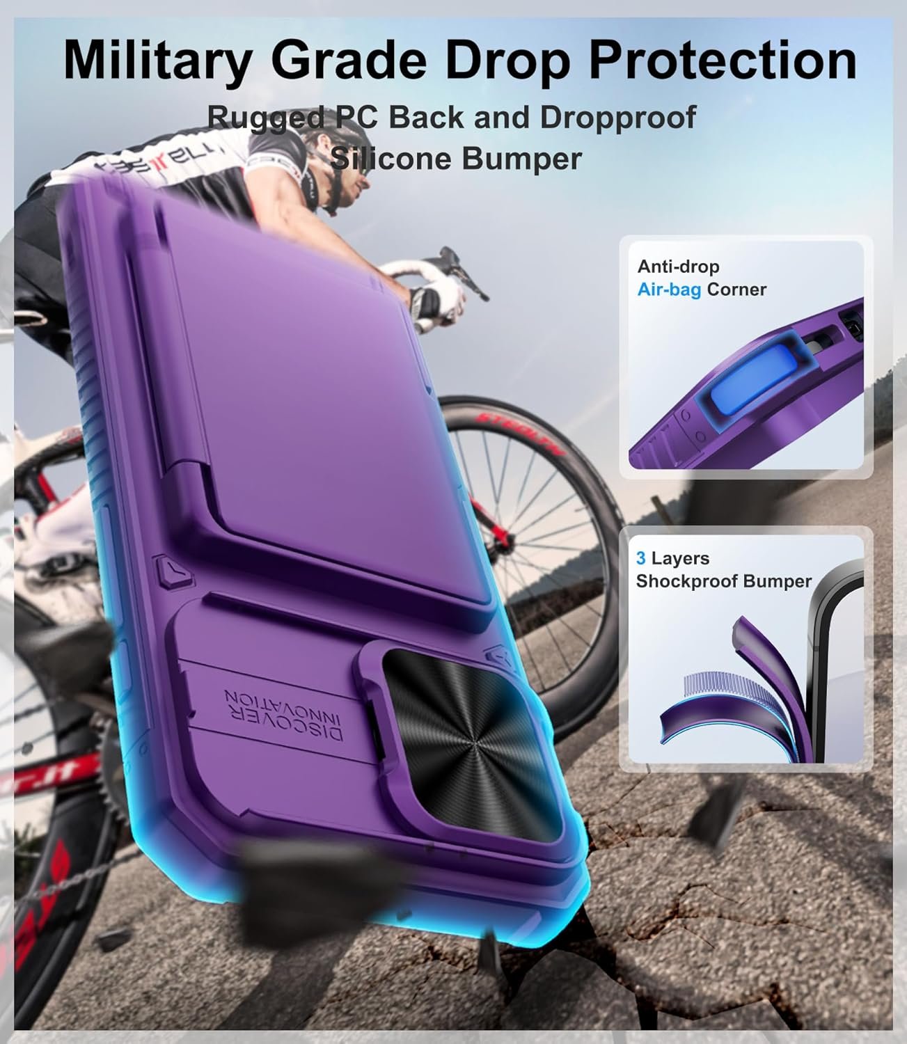 for iPhone 16 Pro Max Wallet Case with Camera Cover, Built-in Card Holder (4-5 Cards), Military Grade Protection, Heavy Duty Women Men Protective Phone Case for iPhone 16 Pro Max, Dark Purple - Image 6