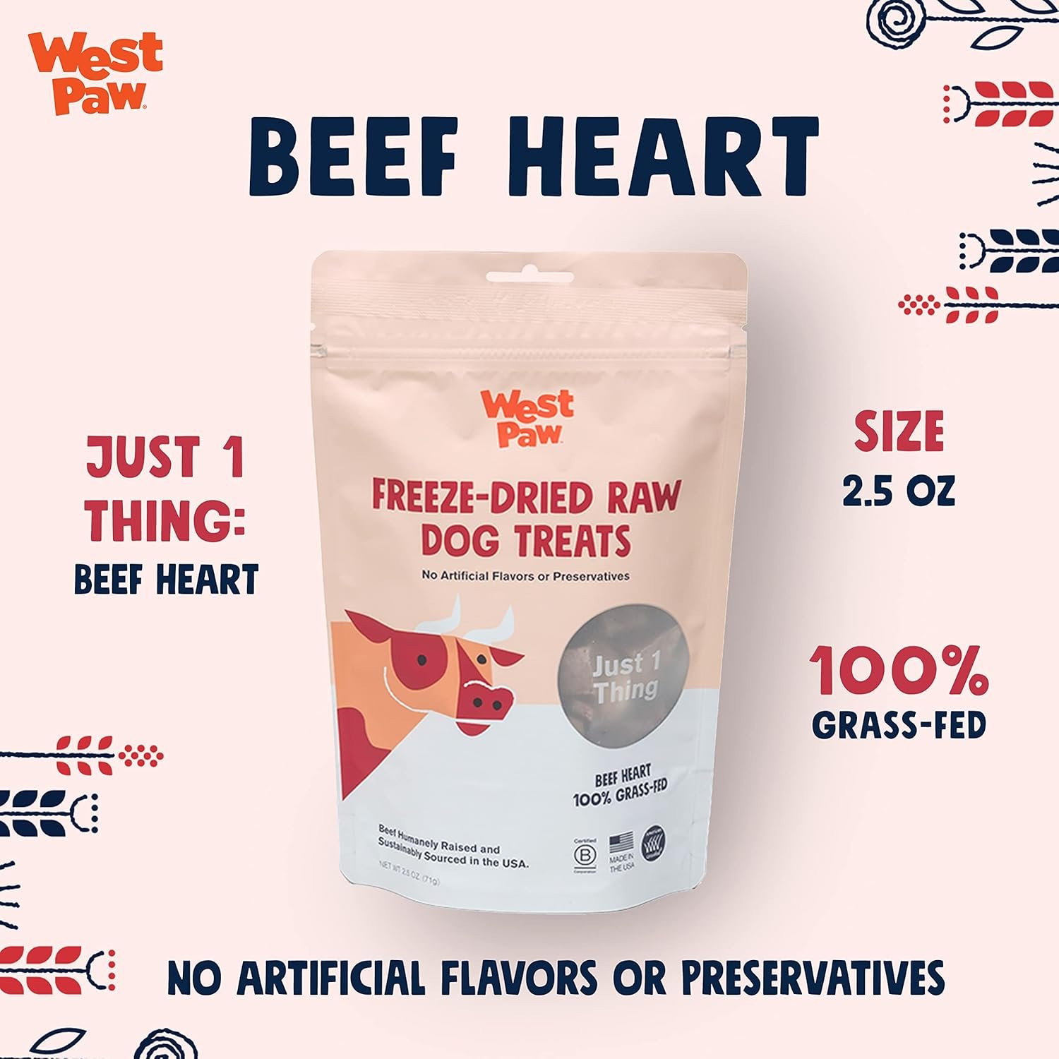 WEST PAW Freeze-Dried Raw All Natural Dog and Puppy Training Treats, Single Ingredient, Humanely Raised and Sustainably Sourced, Made in USA, Beef Heart, 2 Pack - Image 3