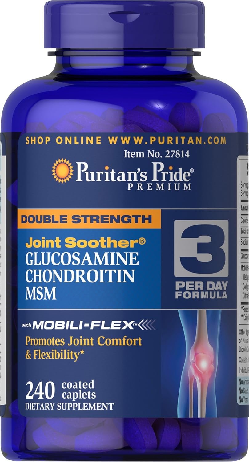 Puritan's Pride Glucosamine Chondroitin MSM Dietary Supplement for Joint Health, 240 Coated Tablets - Image 2