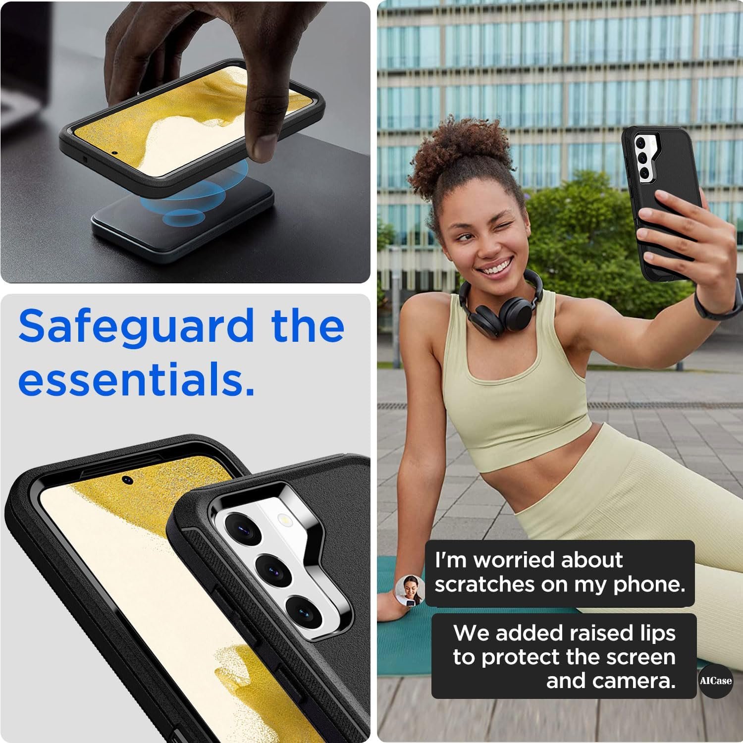 AICase for Samsung Galaxy S22 Case with Screen Protector,Heavy Duty Drop Protection Full Body Rugged Shockproof/Dust Proof Military Protective Tough Durable Phone Cover for Samsung S22 6.1“_5 - Image 7