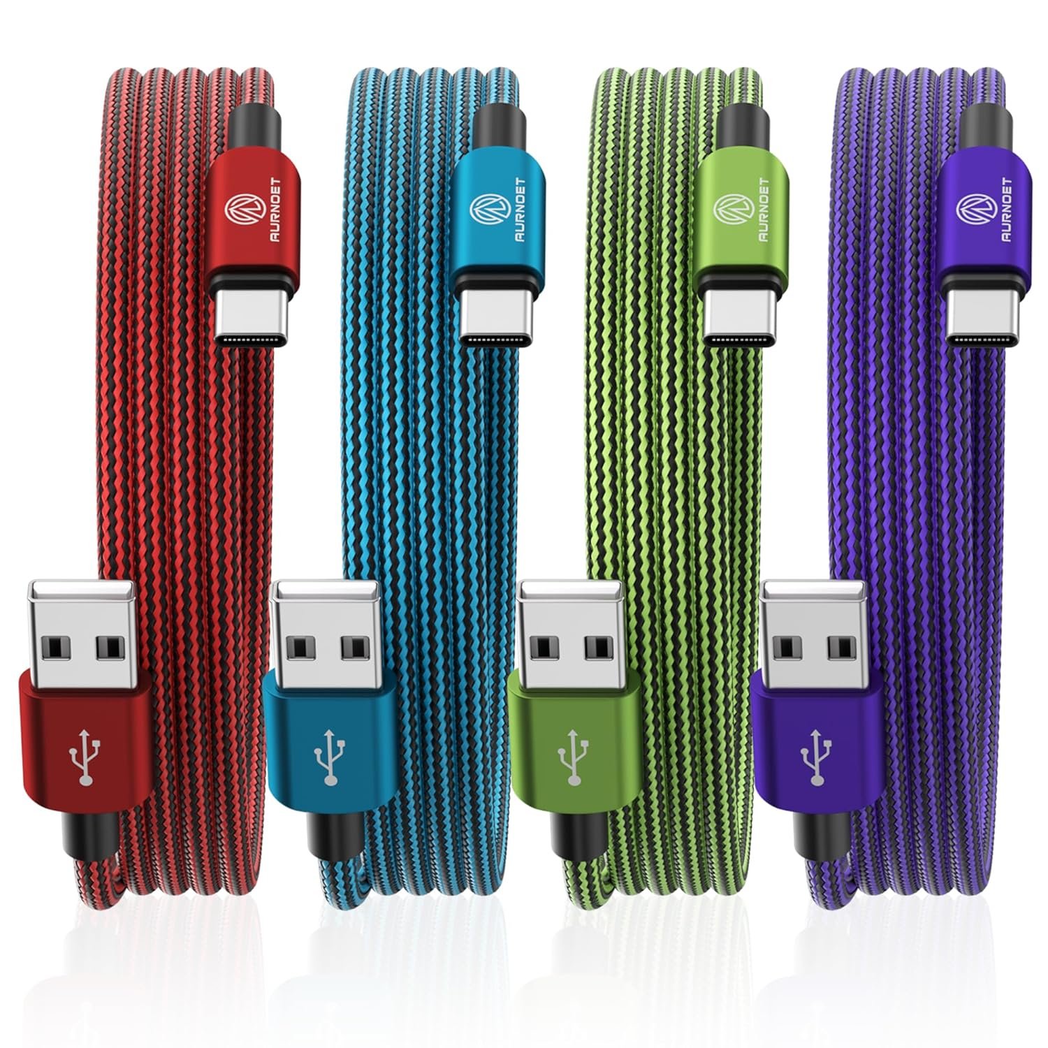 Type C Charger 10FT 4-Pack Type C Charger Fast Charging Nylon Braided USB C Cable for Samsung Galaxy S21 S20 S10 Plus Note 10 LG Google Pixel Moto - Image 2