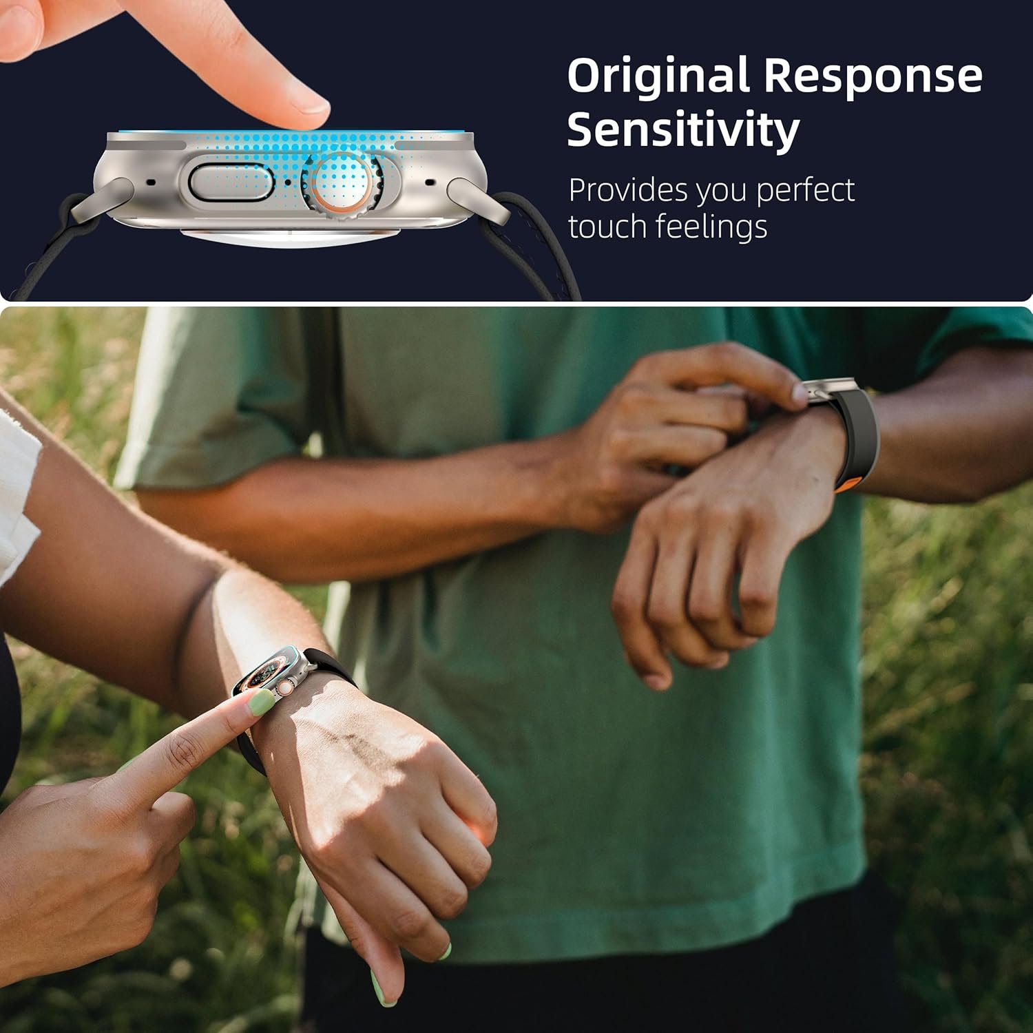 SWUU 2 Pack Tempered Glass Screen Protector with Auto-alignment Installation Frame Compatible with Apple Watch Ultra 2 / Ultra Screen Protector 49mm, Waterproof HD Film for iWatch Ultra 49mm Clear - Image 6