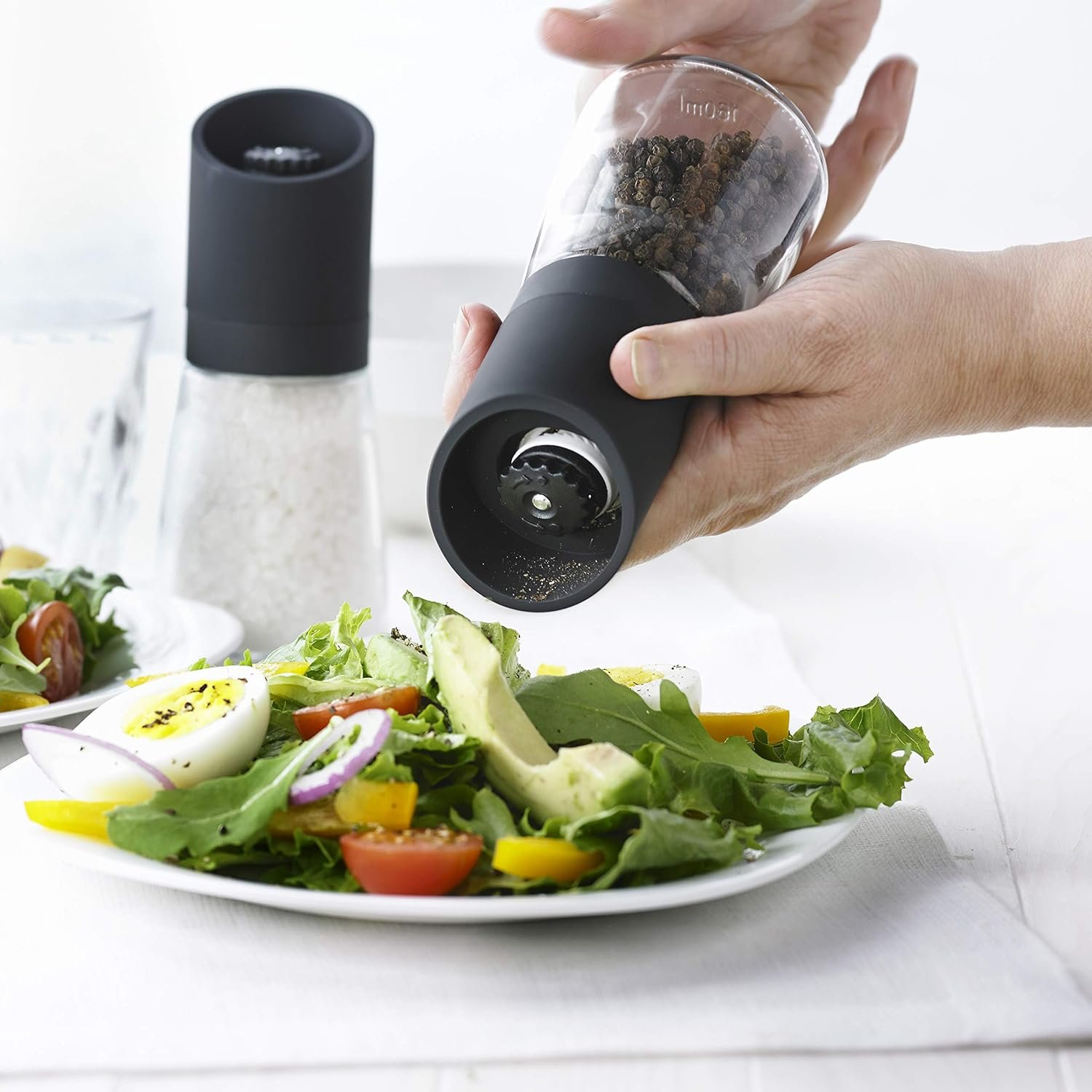 Trudeau Maison Glass and Black 6 inch Ceramic Grinder and Salt Pepper Mill, 6" - Image 4