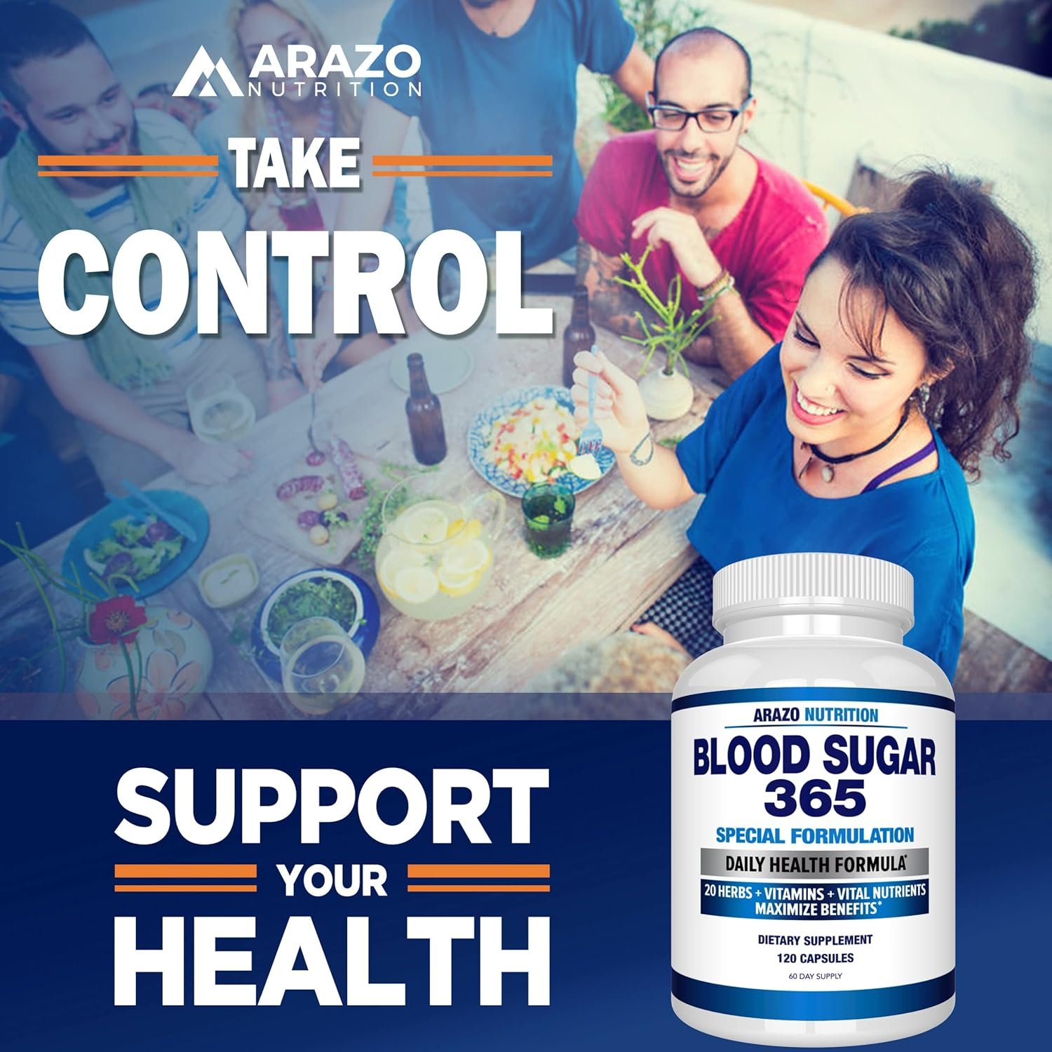 Arazo Nutrition Blood Sugar 365 Supplement – Supports Healthy Energy Levels - 120 Herbal Pills - 60 Day Supply - Image 6