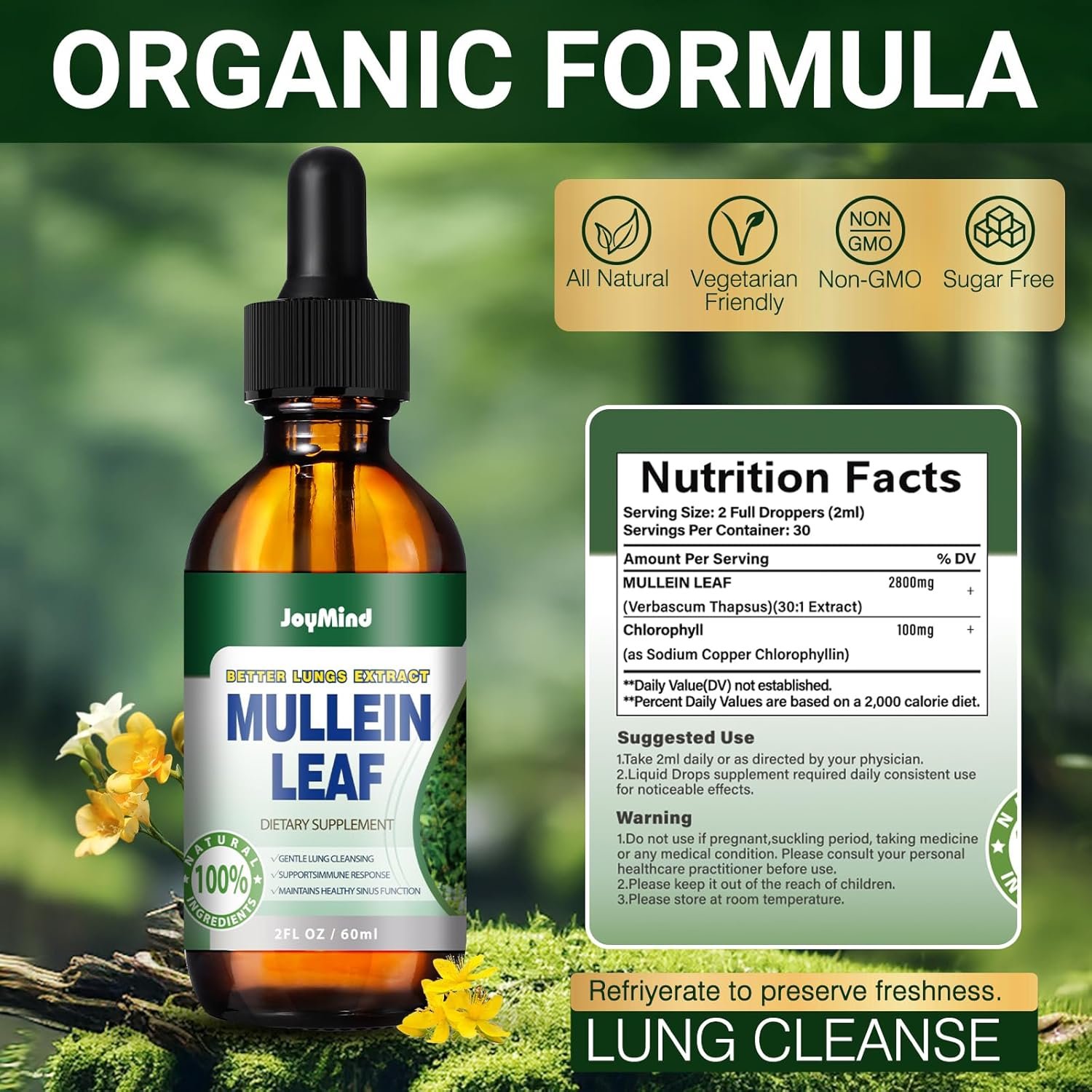 Urolithin A Supplement 500mg Mullein Drops for Lungs - Mullein Leaf Extract 2800MG for Lung Cleanse - Image 5