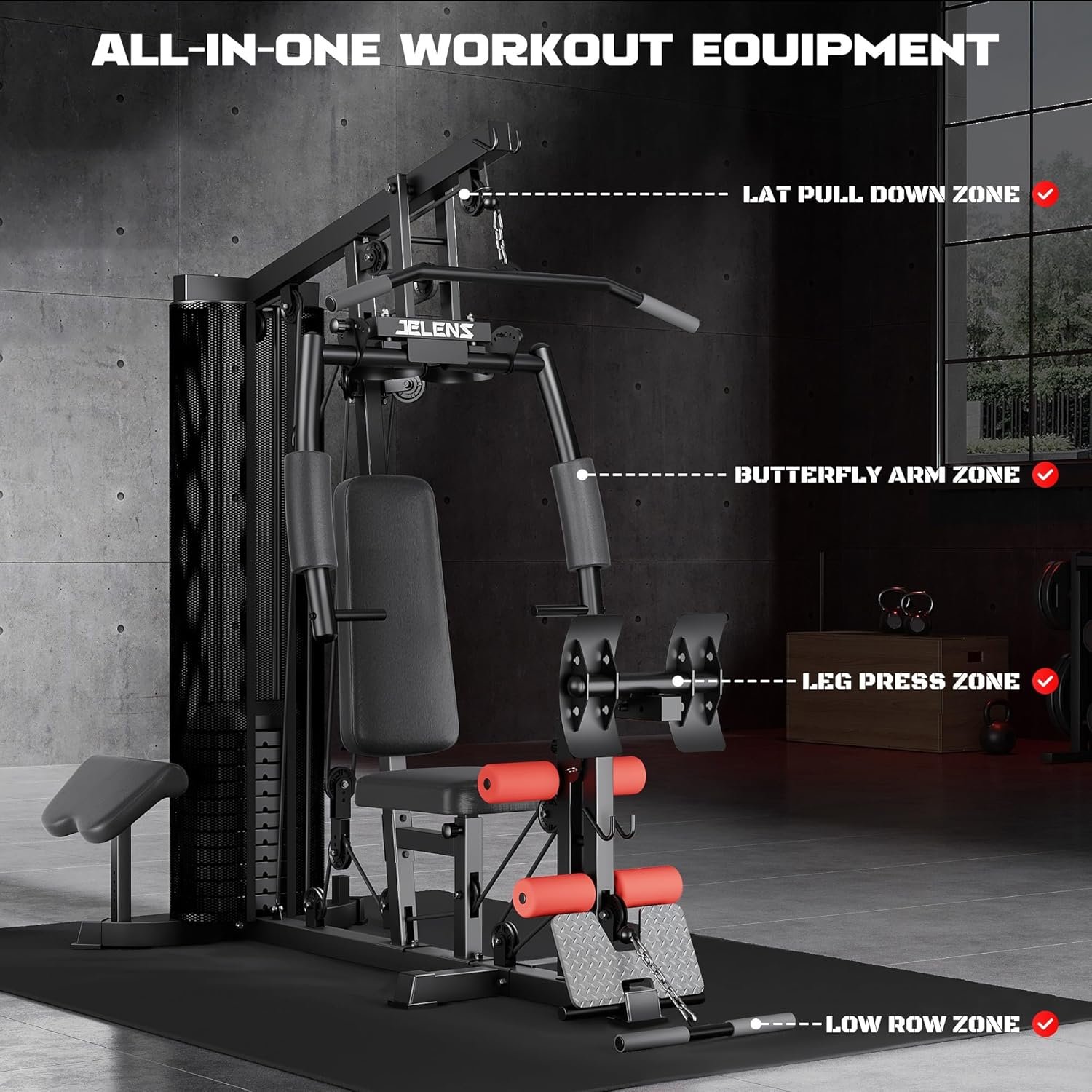 Home Gym, Multifunctional H10 Home Gym Equipment, Workout Station with 146LBS Weight Stack, Exercise Equipment with Pulley System for Full Body Training - Image 8