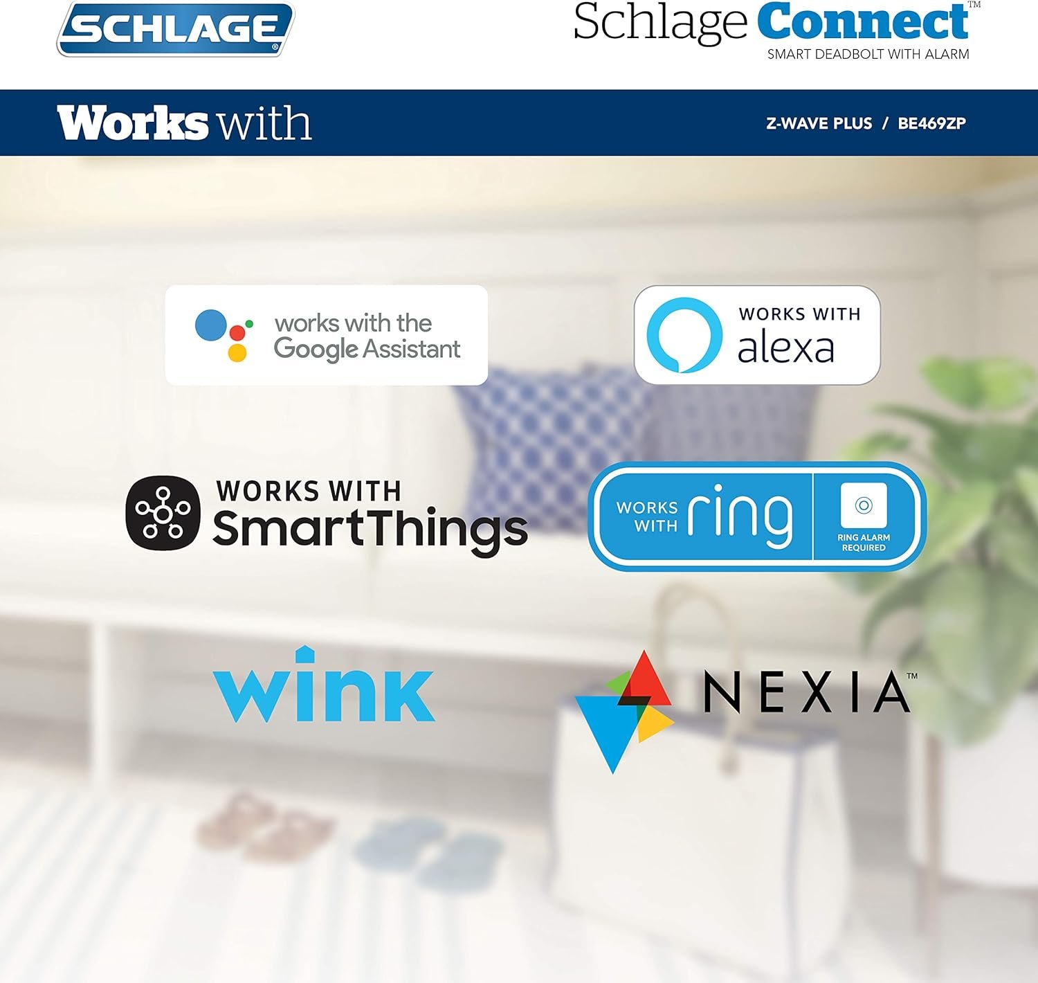 SCHLAGE BE469ZP CAM 605 Connect Smart Deadbolt With Alarm Inbuilt Camelot Trim In Bright Brass - Image 6