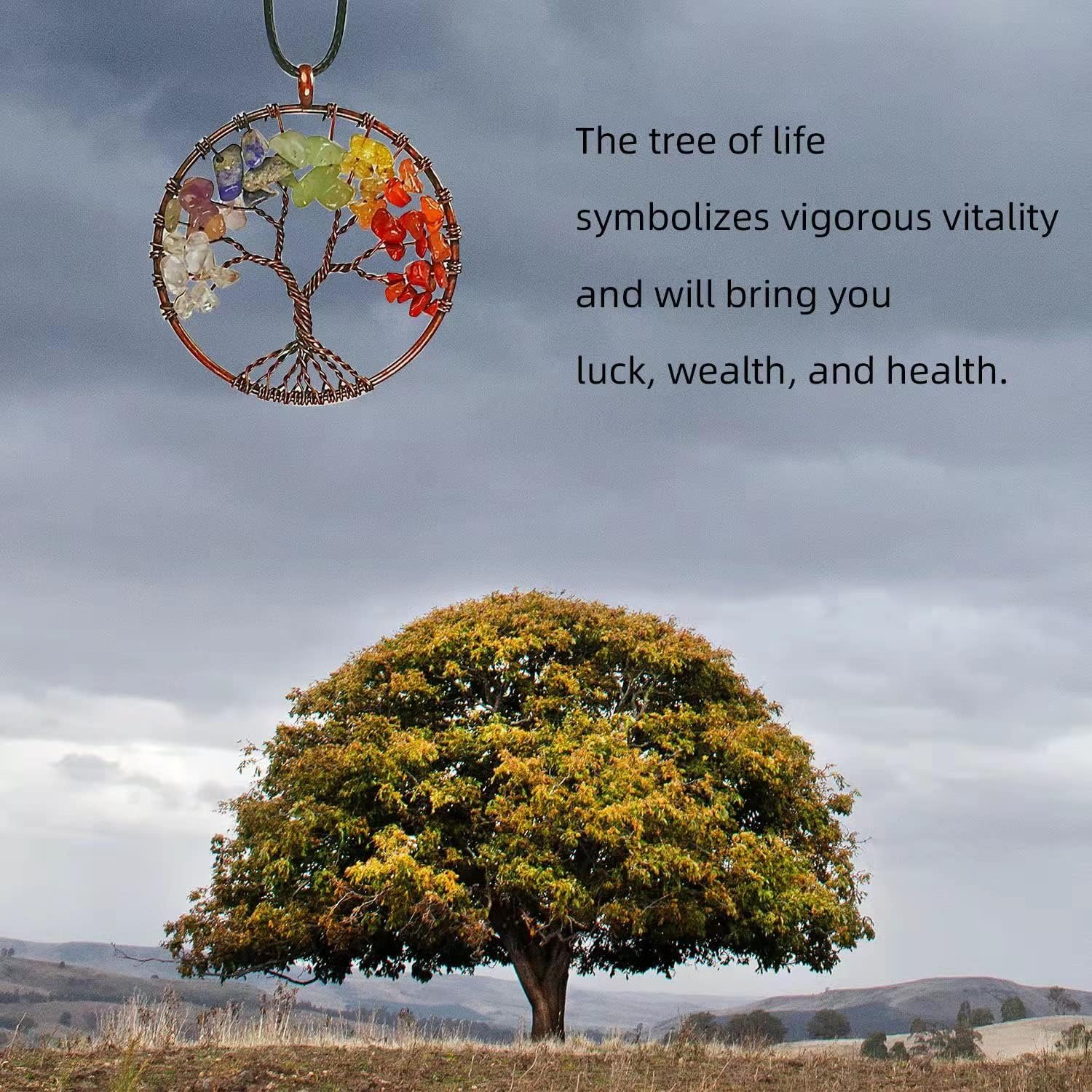 Car Mirror Hanging Accessories Healing Crystal Decor Tree of Life Car Hanging Decor 7 Chakras Stones Ornaments Good Luck Home Decoration - Image 3