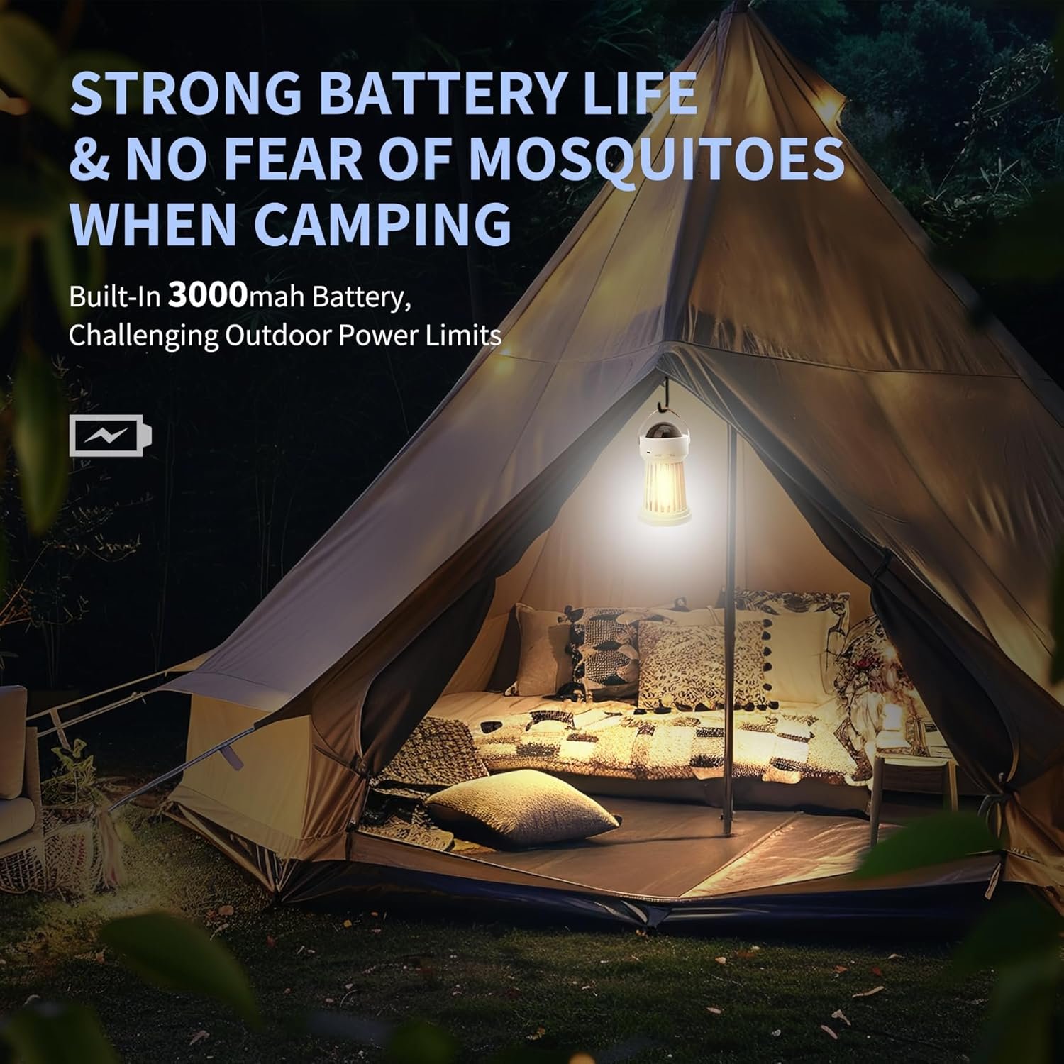 Bug Zapper Outdoor, Mosquito Zapper with LED Light, 2 in 1 Odorless and Physical Mosquito Killer, 4000V Electric Fly Zapper for Outside, Patio, Backyard, Garden - Image 7