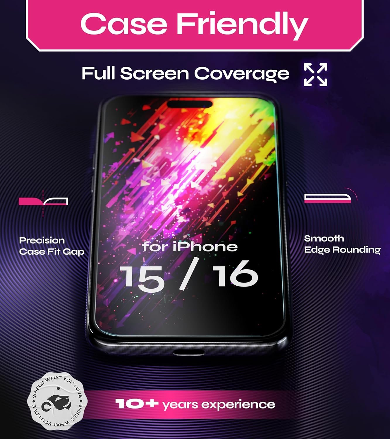 Screen Protector compatible with iPhone 15/16 (2Pack), Easy Auto-Align Install Kit, 6.1" Tempered Glass, 9H Hardness, Ultra HD Clear, Case Friendly, EasyShield - Image 7