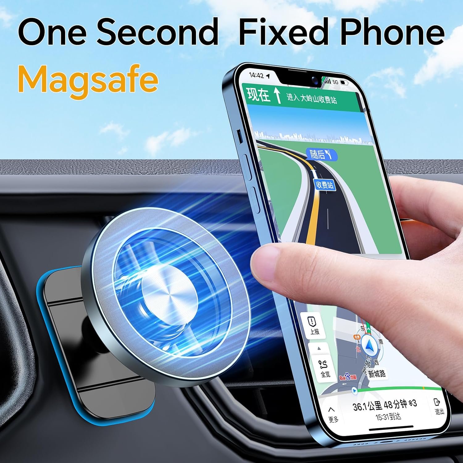 for Magsafe Car Mount【20 Strong Magnets】Magnetic Phone Holder for Car Phone Holder Mount Dash【360°】Cell Phone Holders for Your Car Accessories for Women Men iPhone 16 Pro Max 15 14 13 12 Plus - Image 4