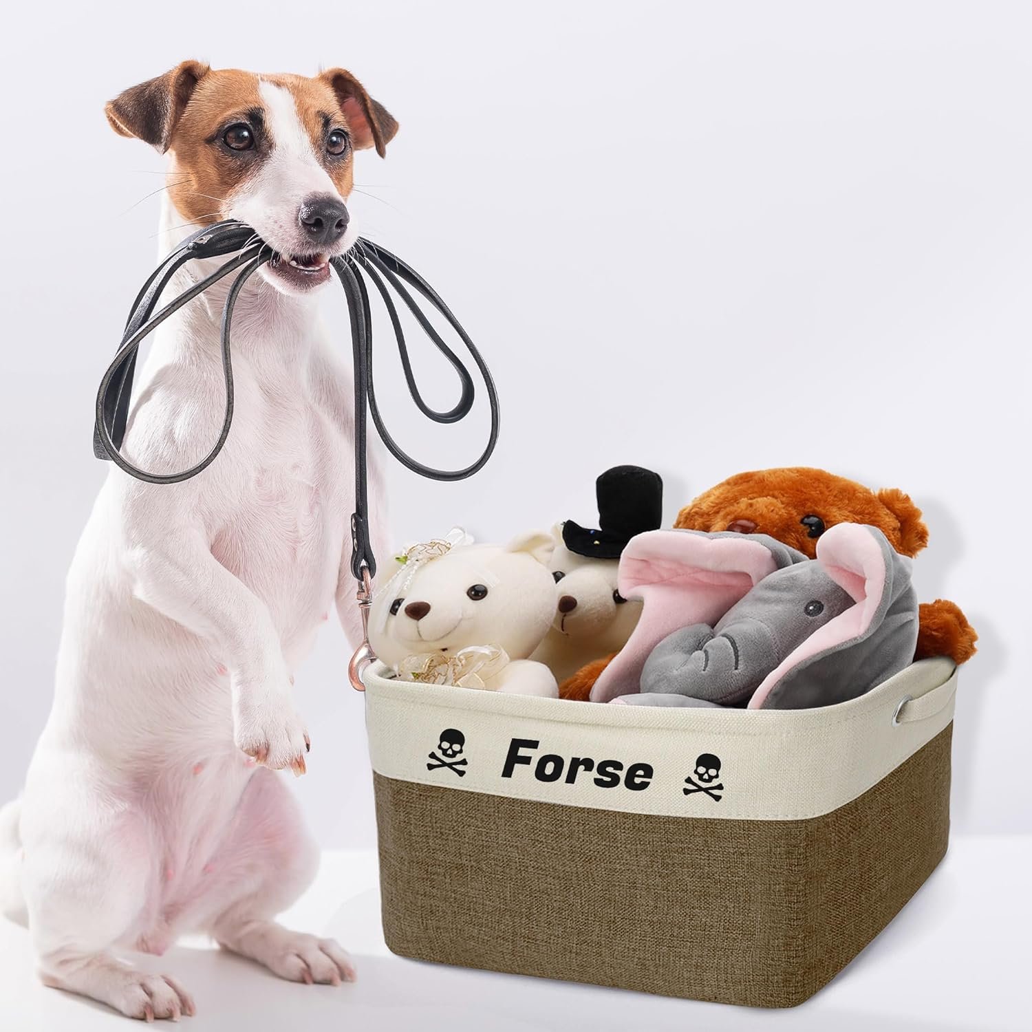 Personalized Dog Toy Basket with Pet's Name, Custom Dog Toy Bin, Sturdy Foldable Collapsible Storage Box, Dog Toy Box with Handles for Dog Toys, Dog Clothing, Dog Apparel, Accessories (Brown) - Image 7