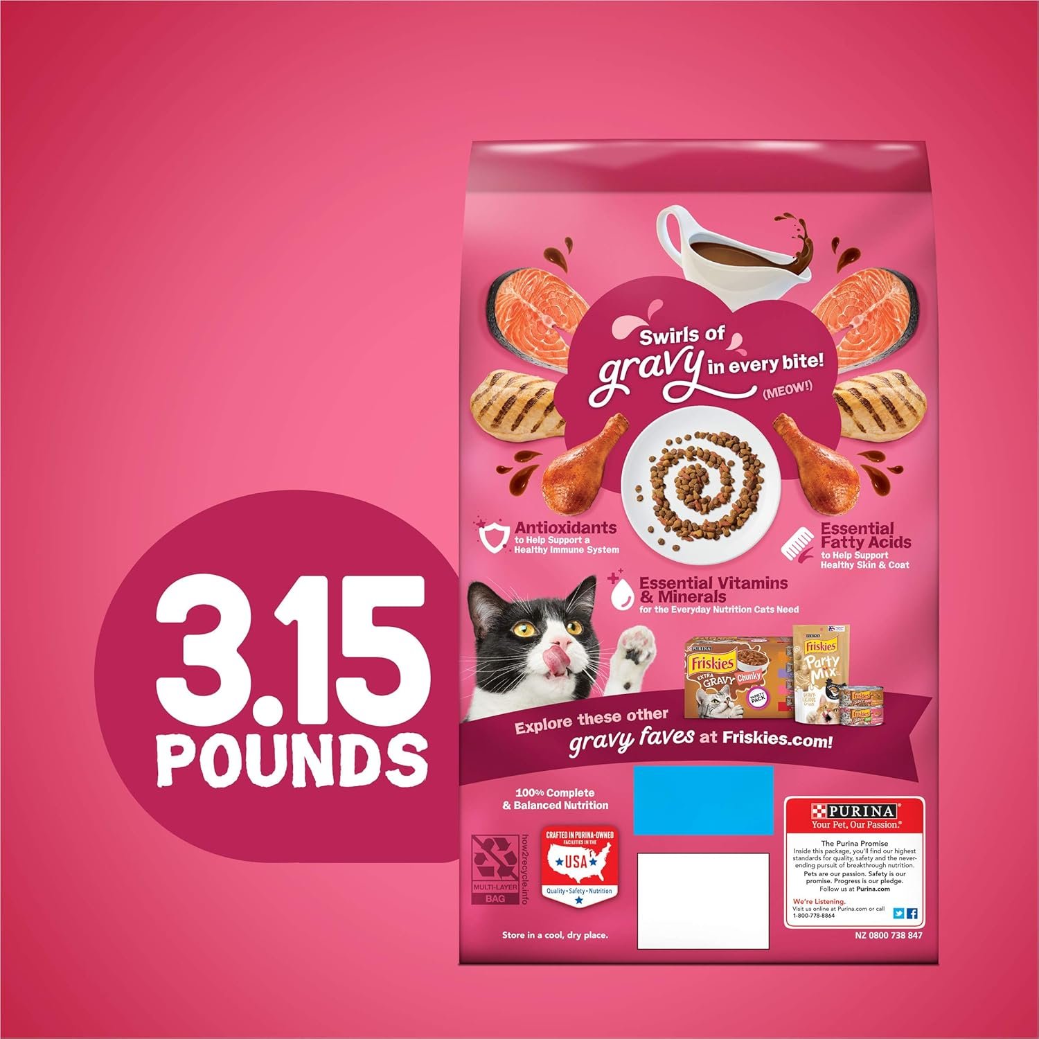 Purina Friskies Dry Cat Food, Gravy Swirlers - 3.15 lb. Bag - Image 7