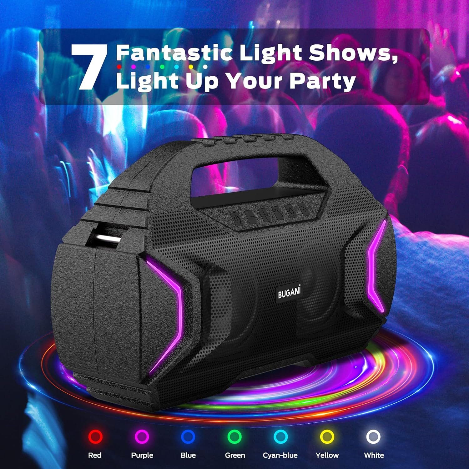 BUGANI Bluetooth Speakers, Party Plus Wireless Portable Speaker, 60W Big Power Dual Pairing True Wireless Stereo Sound, 30H Playtime, Suitable for Party, Outdoor Speaker - Image 6