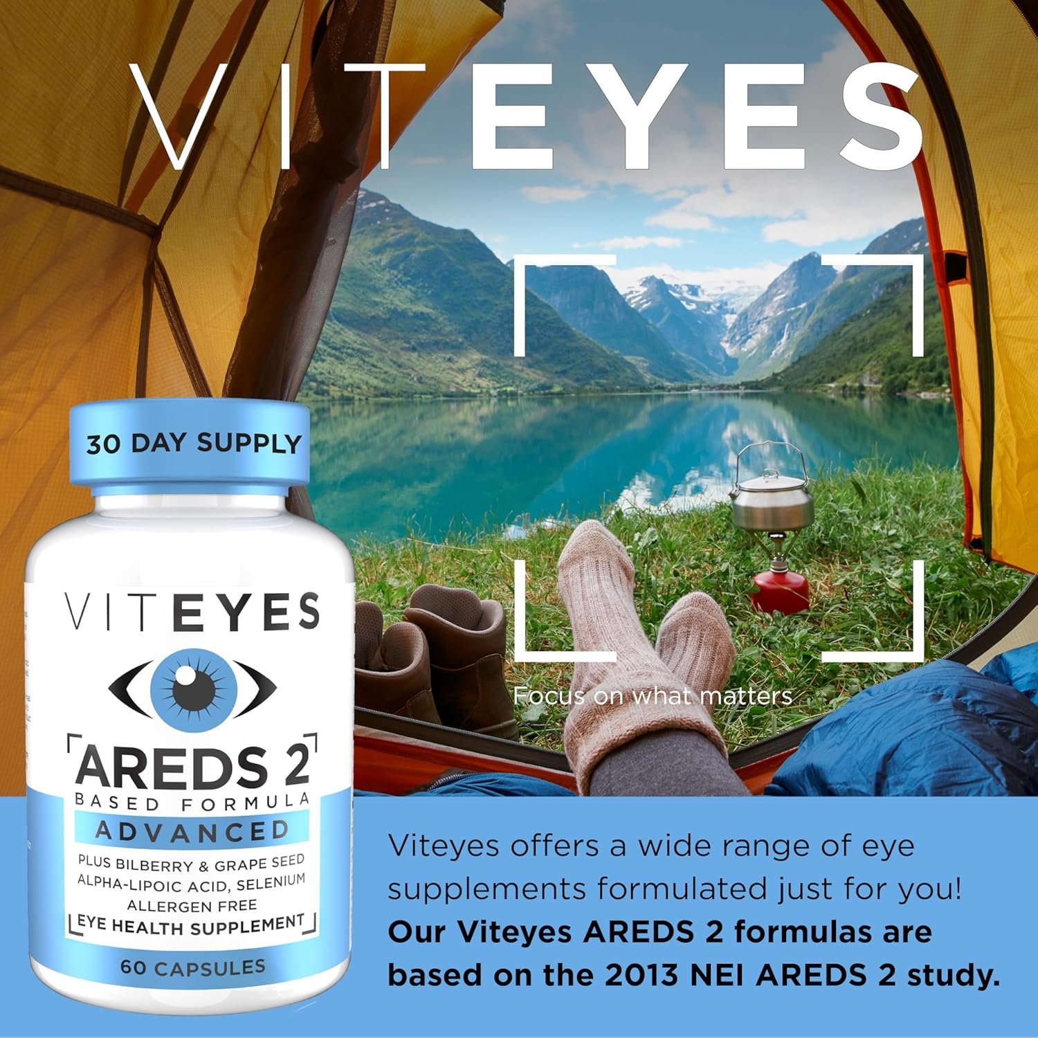 Viteyes AREDS 2 Advanced Macular Support with Bilberry, grapeseed, FLORAGLO Lutein, Selenium, Natural Vitamin E, Allergen Free, Eye Vitamins for Vision Protection, 60 Count - Image 3