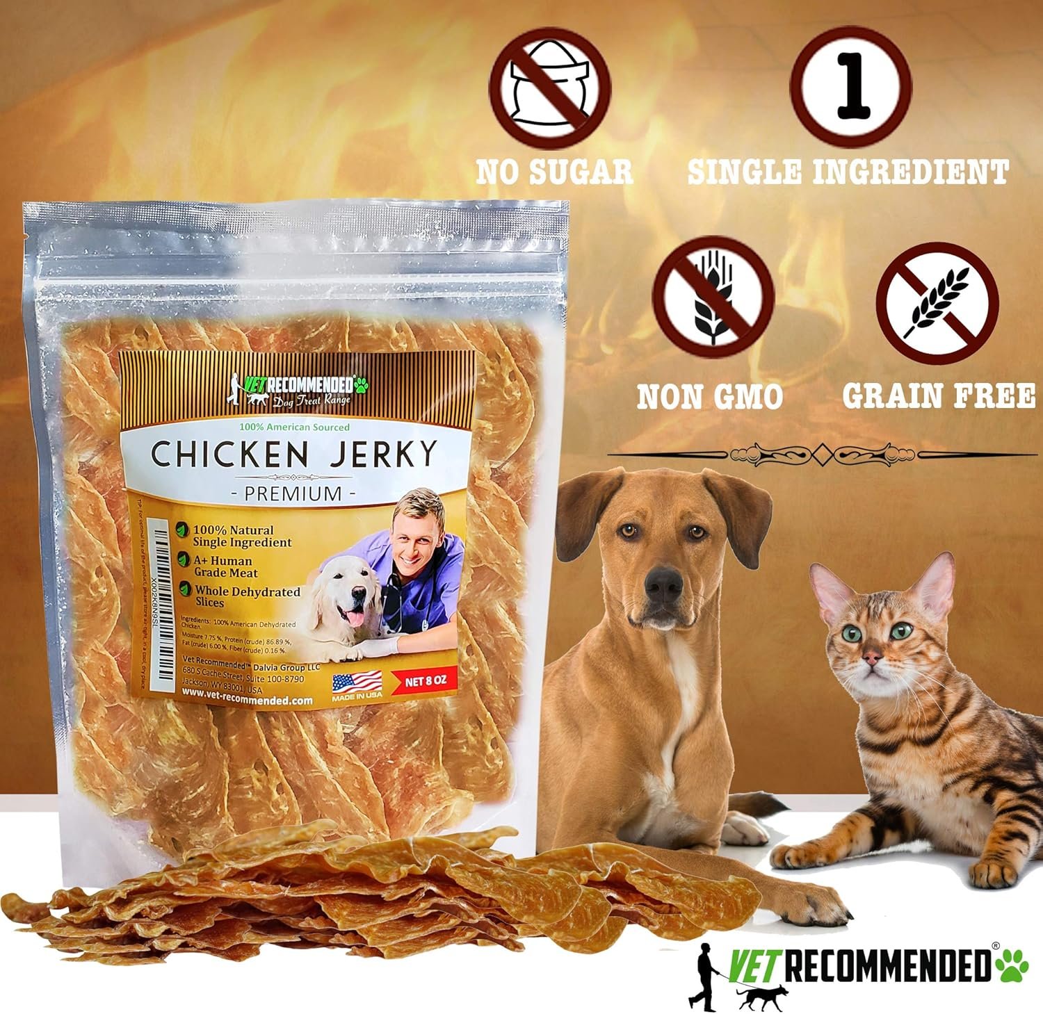 Premium Chicken Jerky for Dogs - Giant 8oz Bag | All Natural Dog Treats - Single Ingredient - No Fillers or Preservatives - Whole Dehydrated Chicken - Made in USA - Image 6