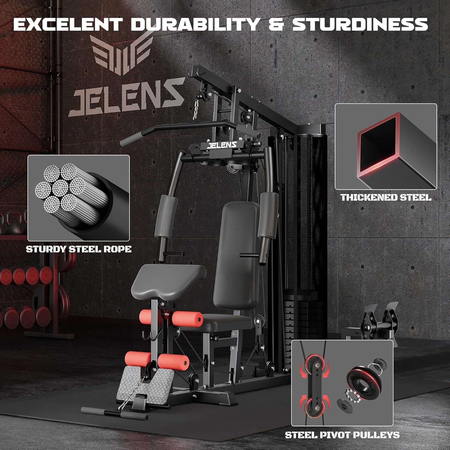 Home Gym, Multifunctional H10 Home Gym Equipment, Workout Station with 146LBS Weight Stack, Exercise Equipment with Pulley System for Full Body Training - Image 7