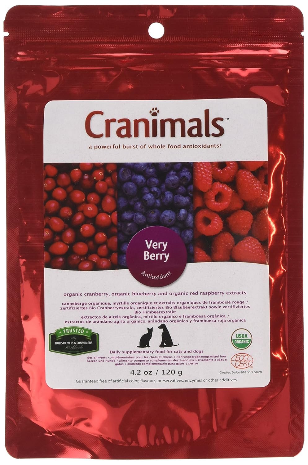 Cranimals Very Berry Antioxidant Superfood Berry Powder for Dogs and Cats - Natural Antioxidant Boost from Cranberries, Raspberries, and Blueberries, 120 g/ 4.2 Oz Bag - Image 2