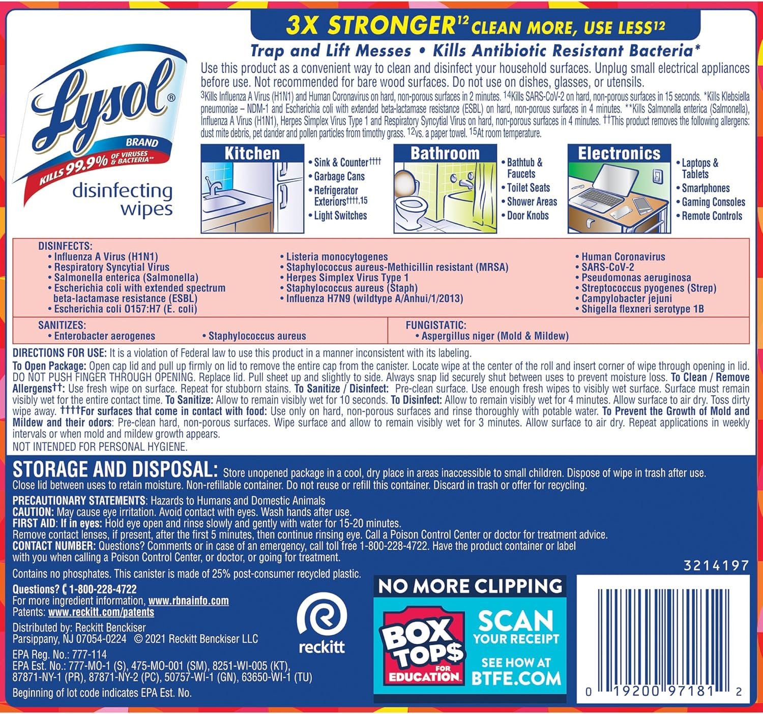 Lysol Brand New Day Disinfecting Wipes - Mango Scent - 80 / Canister - 6 / Carton - White - Image 6