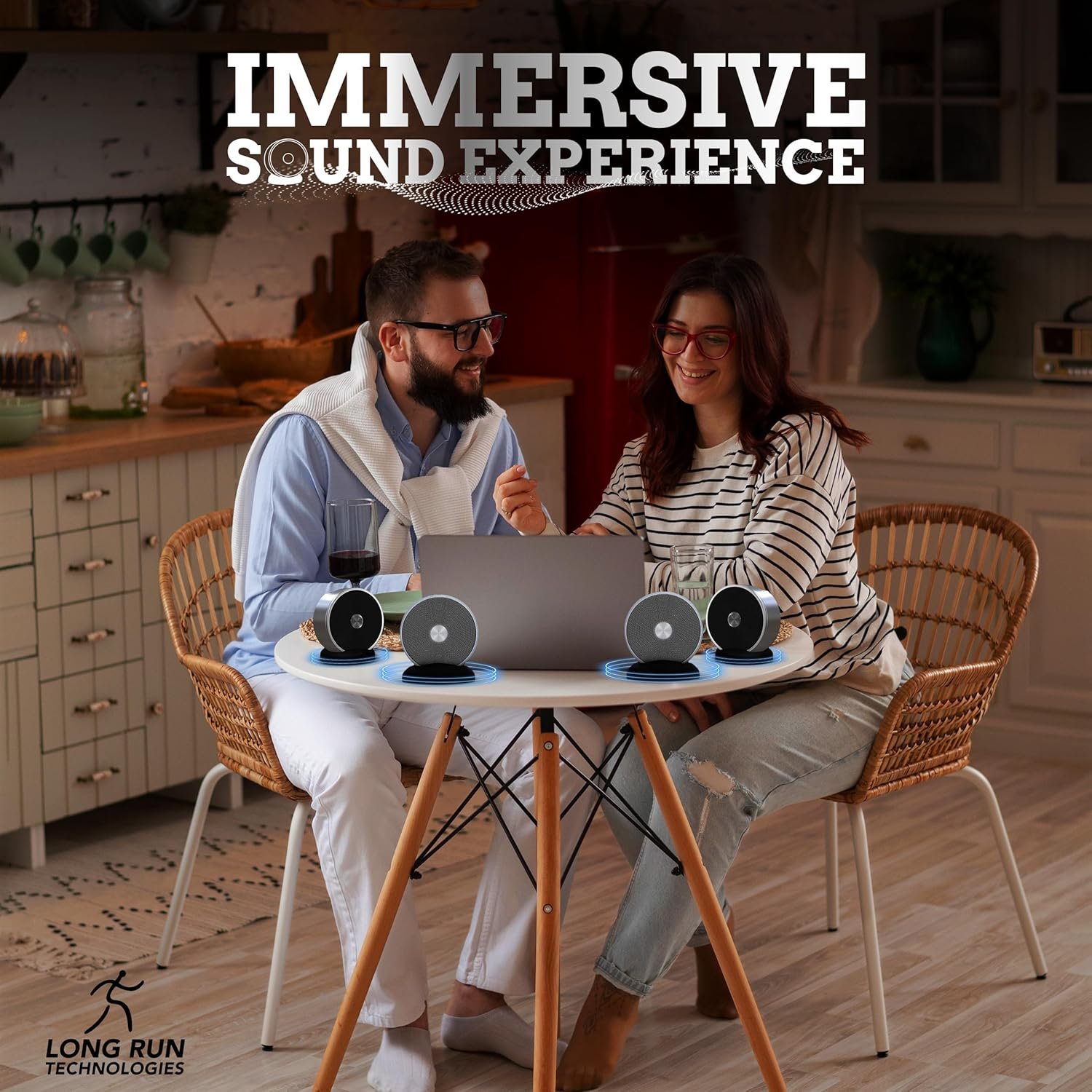 Bluetooth Speaker Set: Wireless Stereo Dual Pairing Portable Twin TWS System With Big Rich Bass Hi-Fi Multi-Room Indoor Outdoor Use Home Deck Pool Work Travel Party Camping Gift Decor Idea (Chrome) - Image 6