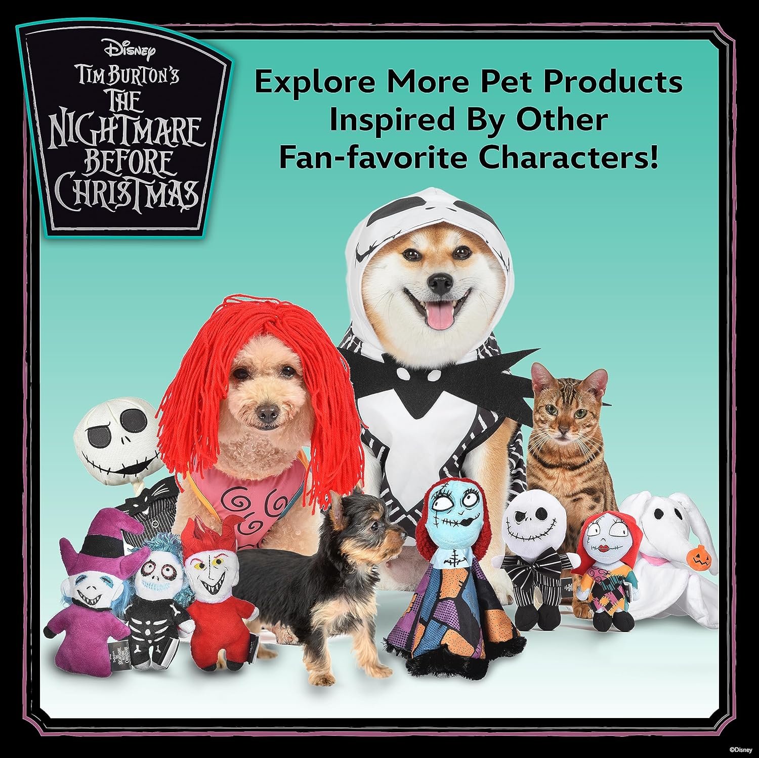 Disney for Pets Tim Burton's Nightmare Before Christmas: Trick-or-Treaters Shock, Barrel, Lock Plush Catnip w/Crinkle Cat Toy- 3PK | Halloween Cat Toys - Image 7