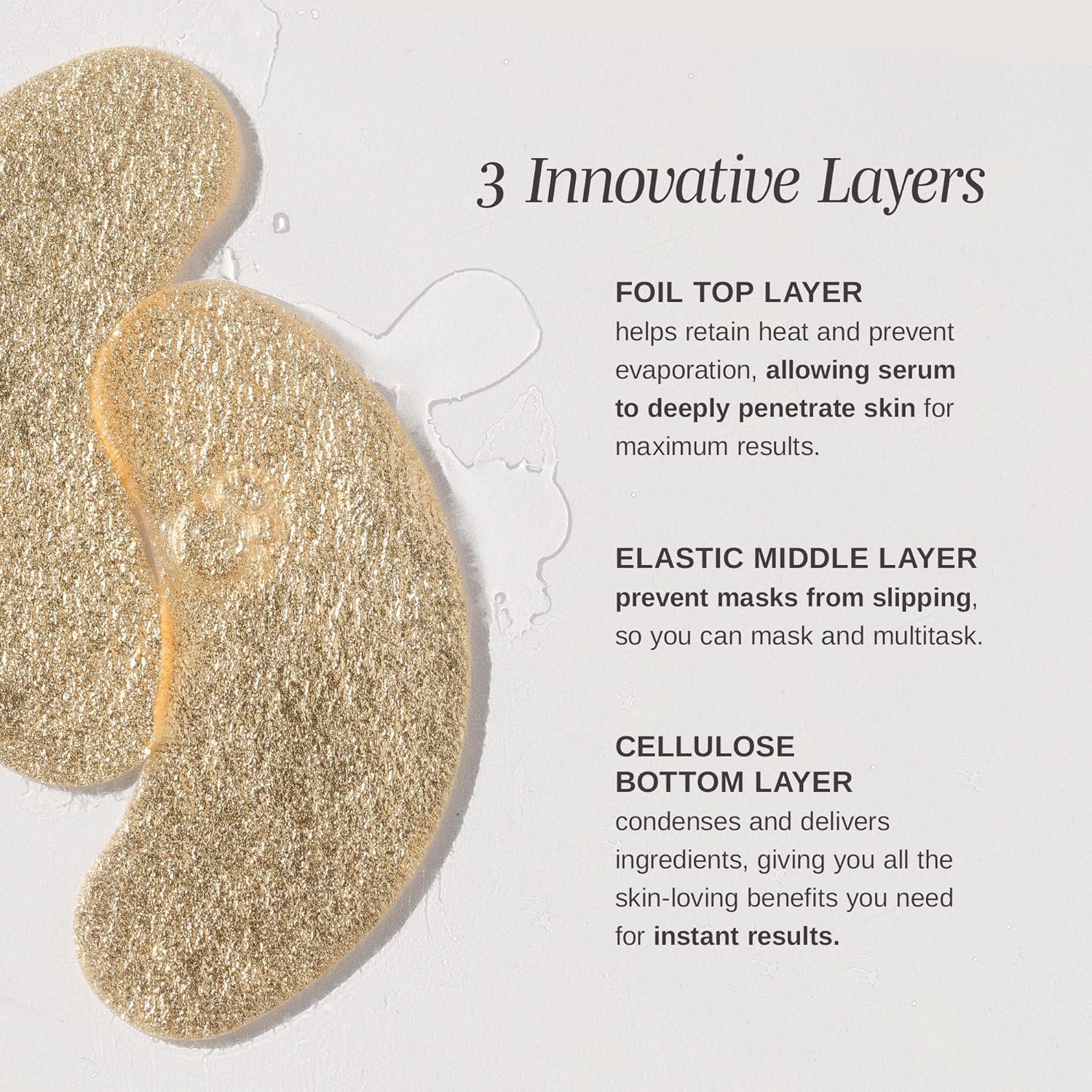 Wander Beauty Baggage Claim - Gold Foil Under Eye Patches For Dark Circles and Puffiness - Under Eye Mask Depuffs & Firms - Brightening Eye Mask for Under Eye Bags (6 Pairs) - Image 3