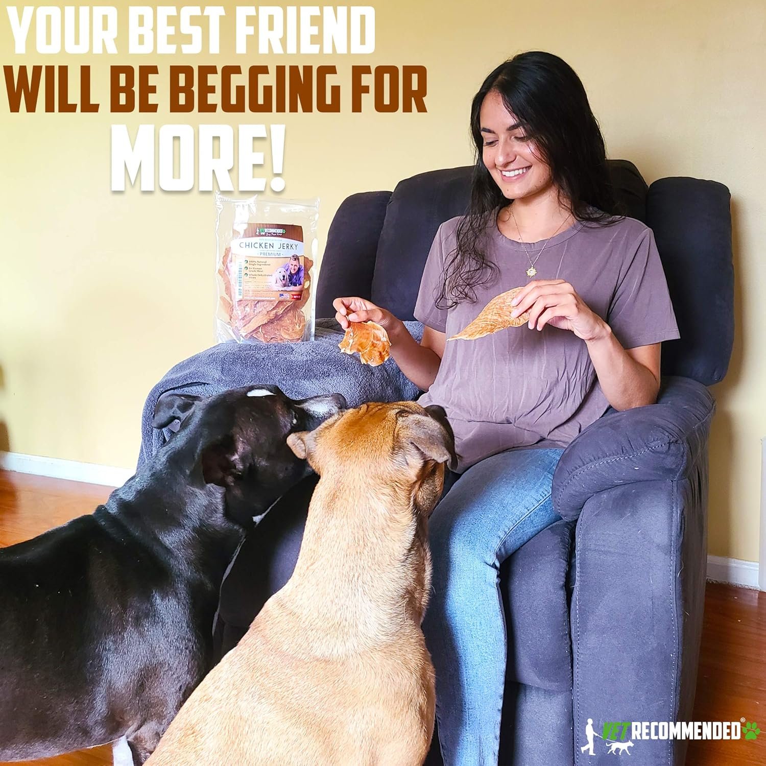 Premium Chicken Jerky for Dogs - Giant 8oz Bag | All Natural Dog Treats - Single Ingredient - No Fillers or Preservatives - Whole Dehydrated Chicken - Made in USA - Image 5