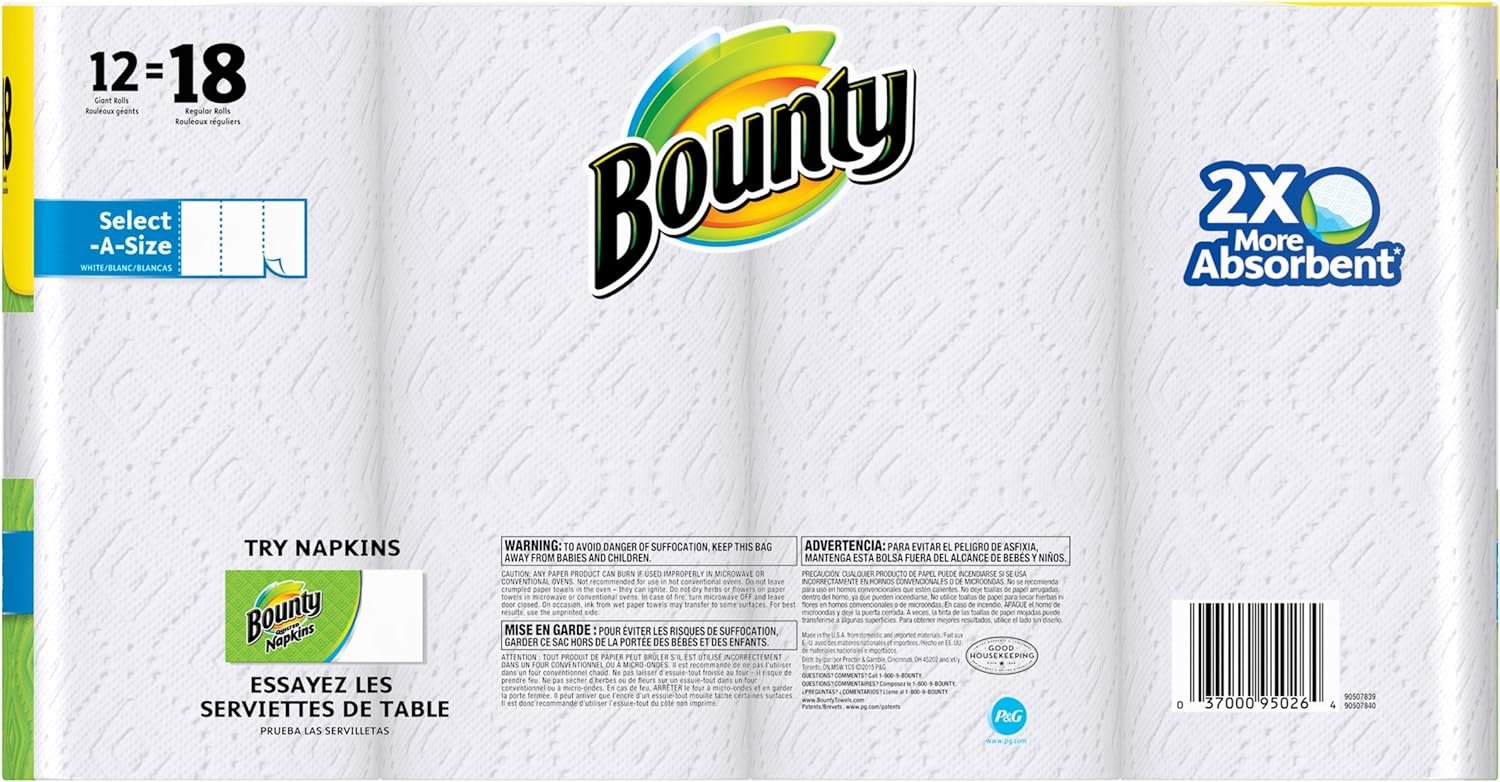 Bounty Select-a-Size Paper Towels, White, 12 Count - Image 3