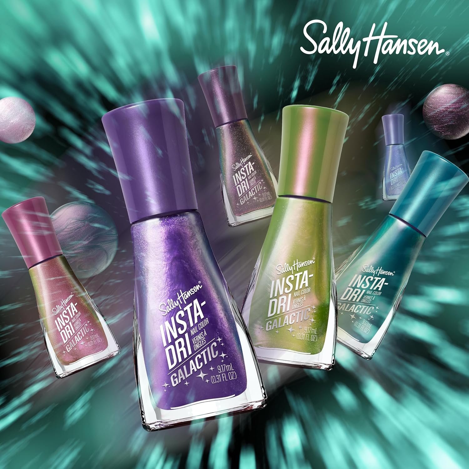 Sally Hansen Insta-Dri® Galactic, Center of the Universe, Quick Dry, Long Lasting, Streak-Free Shine, Metallic Green Nail Polish - Image 8