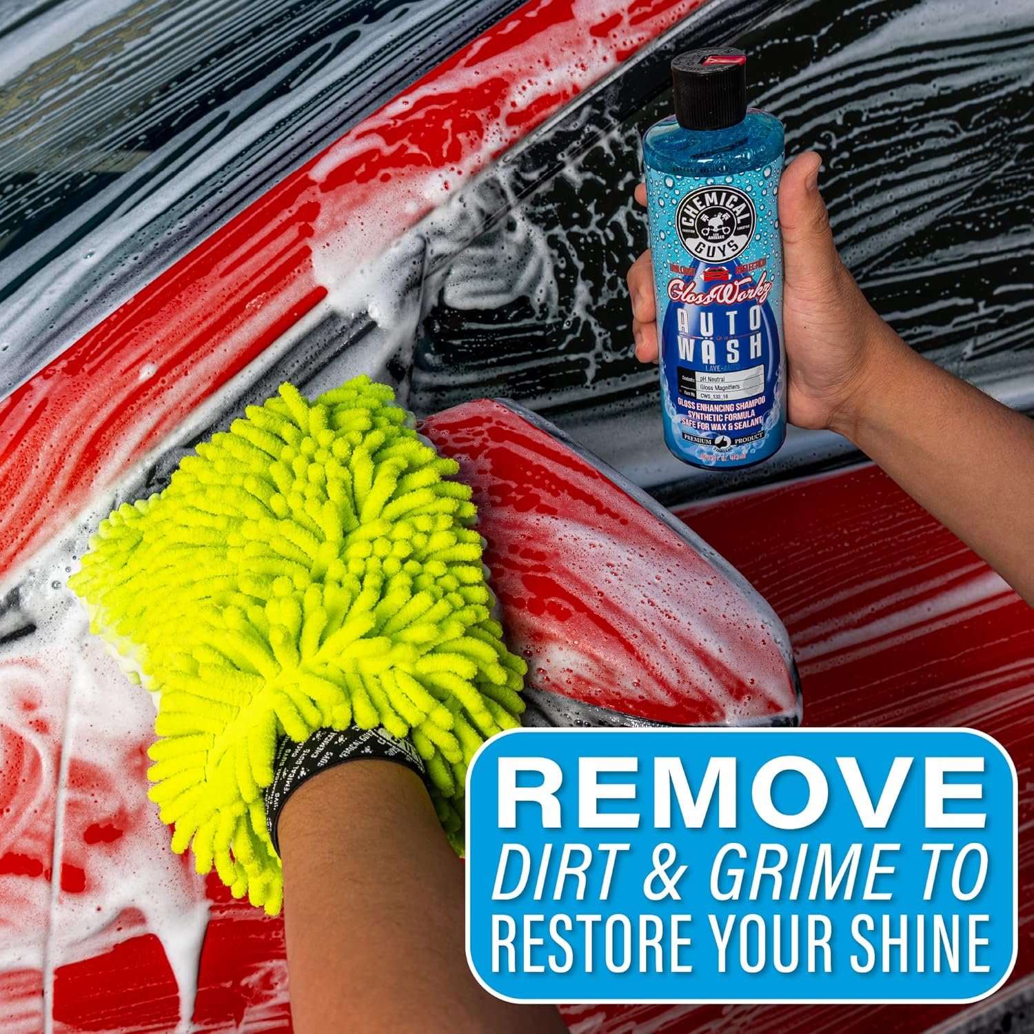 Chemical Guys CWS_133_16 Glossworkz Gloss Booster Car Wash Soap (Works with Foam Cannons, Foam Guns or Bucket Washes) Safe for Cars, Trucks, Motorcycles, RVs & More, 16 fl oz, Watermelon Scent - Image 7