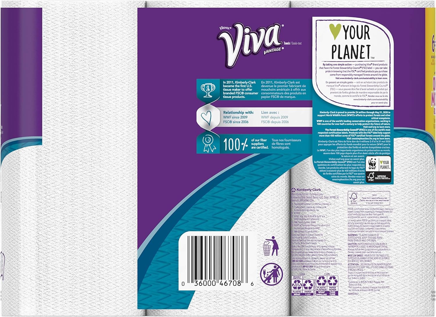 VIVA Vantage Choose-A-Sheet Paper Towels, White, Big Roll, 6 Count (Pack of 1) - Image 3