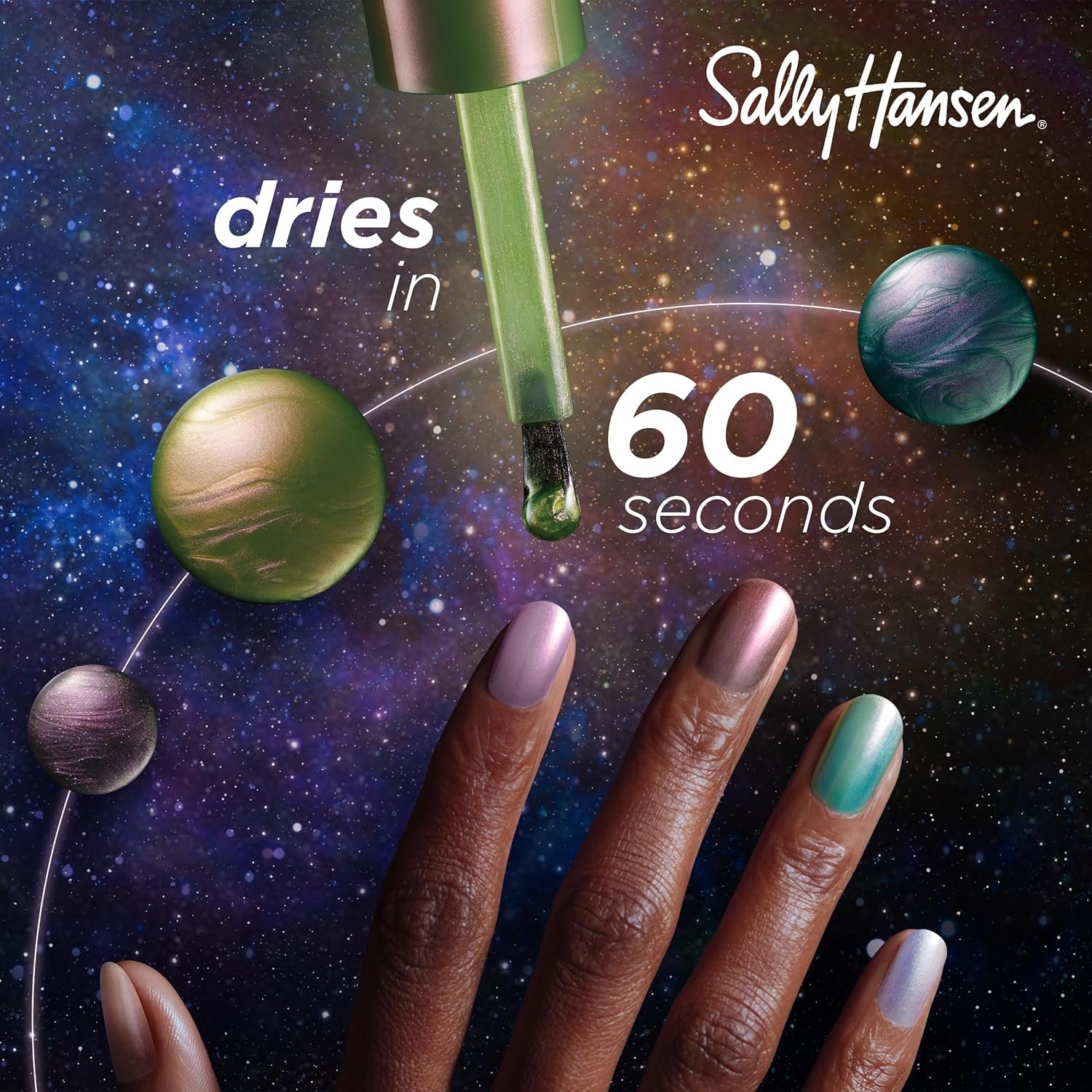 Sally Hansen Insta-Dri® Galactic, Center of the Universe, Quick Dry, Long Lasting, Streak-Free Shine, Metallic Green Nail Polish - Image 7