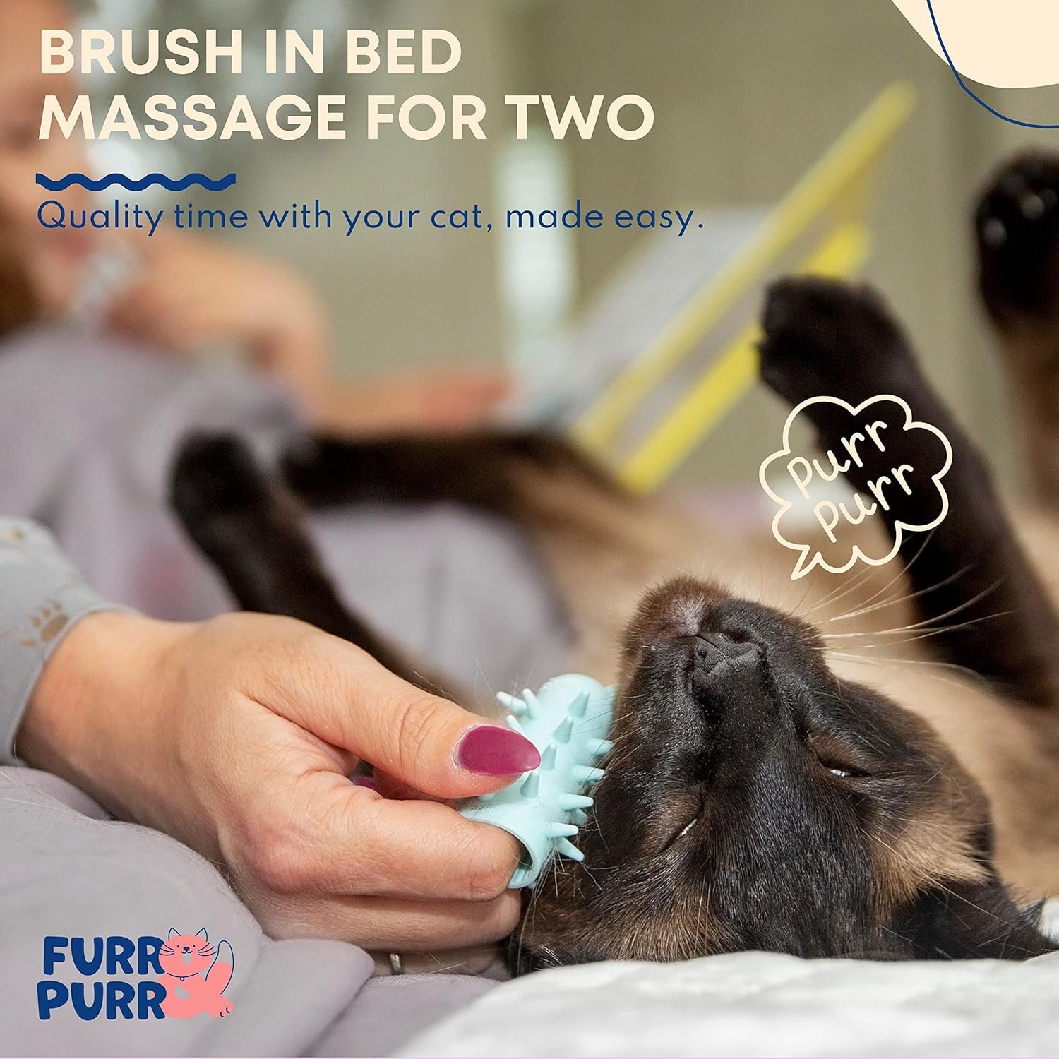 Furr&Purr Cat Brush, Hair Brush for Indoor Cats, Cat Calming, Cat Massager, Made in USA (1-Pack) - Image 3