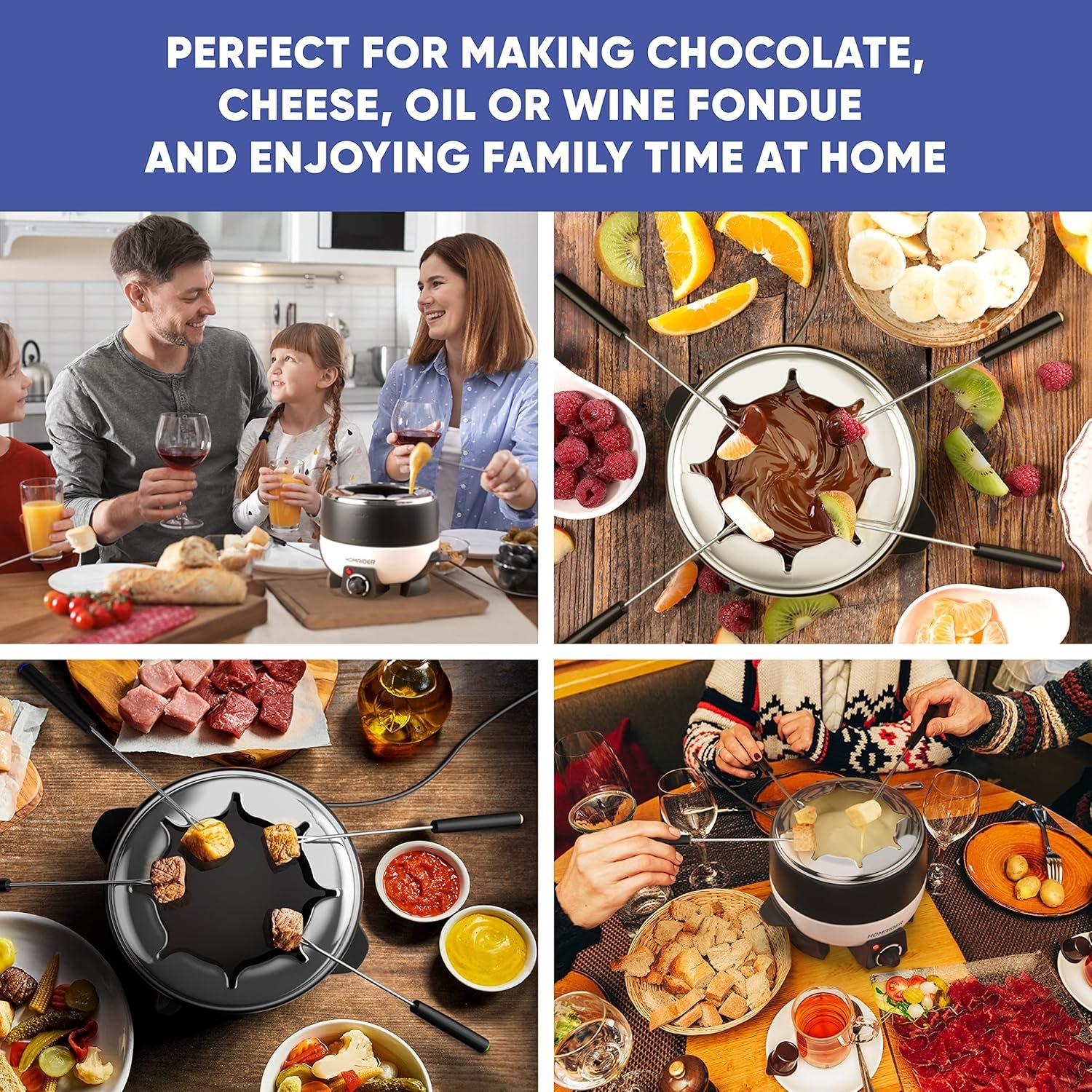 Electric Fondue Pot for Chocolate and Cheese - Fondue Set Includes 8 Dipping Forks, a High Power 800 Watt Fondue Melting Pot and Automatic Thermostat with Temperature Control - Image 4