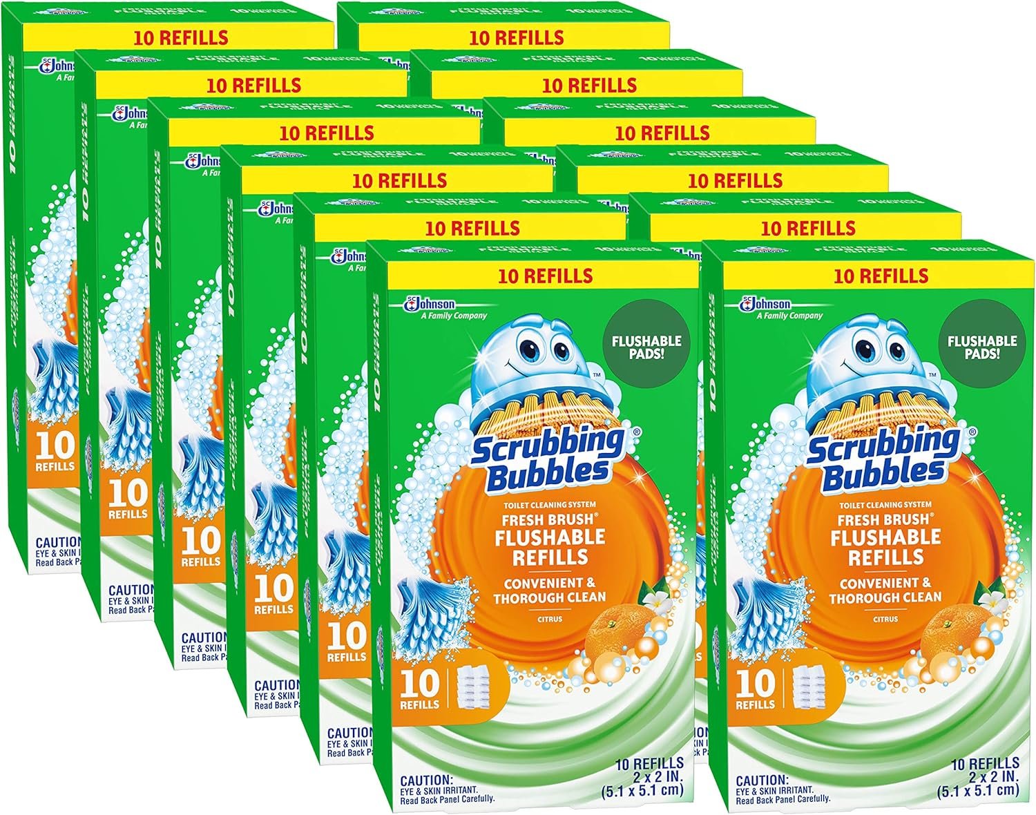 Scrubbing Bubbles Fresh Brush Flushables Refill, Citrus Action Scent, 10 Ct/pack , Pack 0f 12 - Image 2
