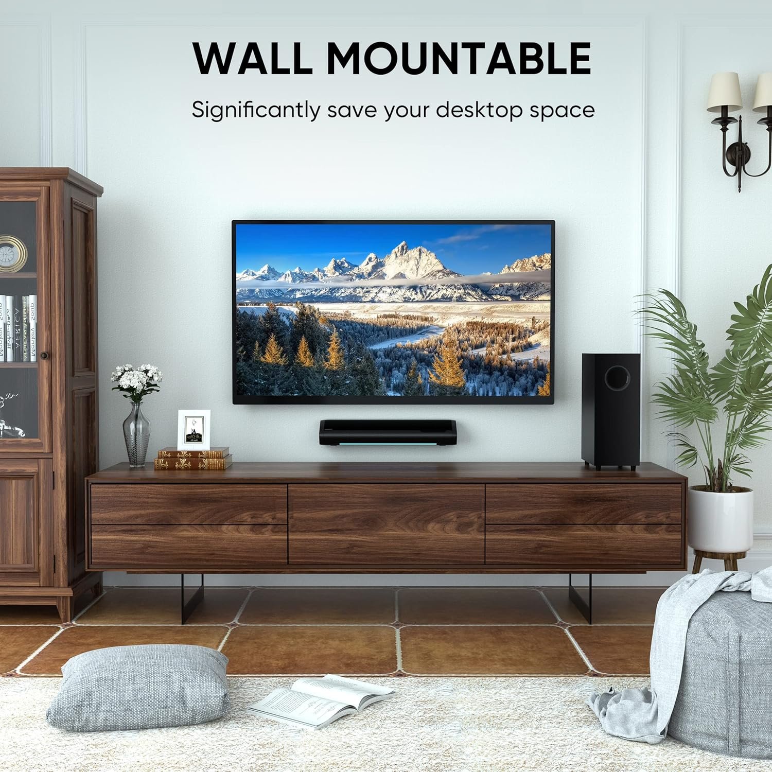 Saiyin Sound Bars for TV with Subwoofer, 2.1 Deep Bass Small Soundbar Monitor Speaker Home Theater Surround System PC Gaming Bluetooth/AUX/Optical Connection, Wall Mountable 17-inch - Image 7