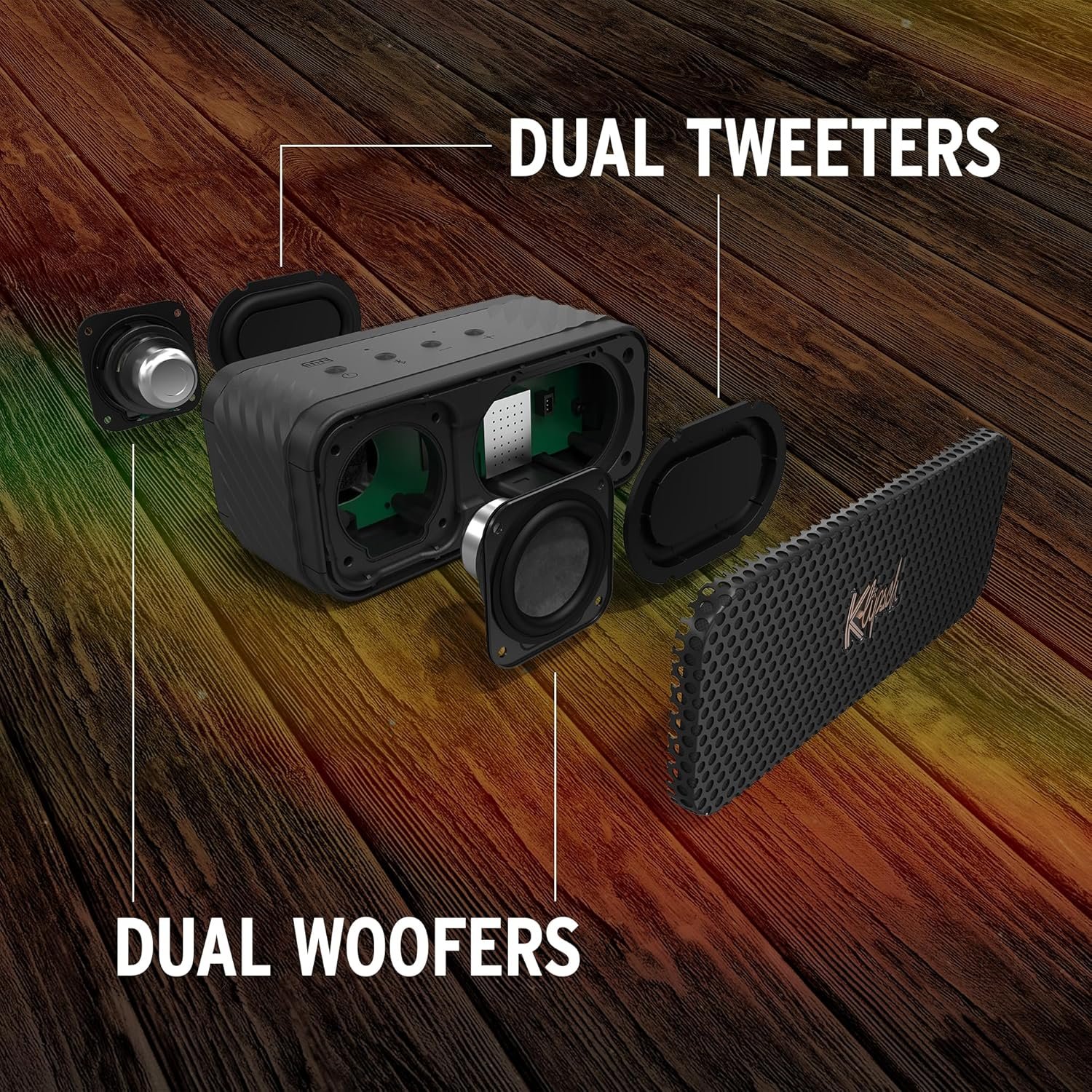 The Klipsch Nashville Portable Bluetooth Speaker with a 2.25" full range drivers for 360 degree audio, IP67 dust and waterproof rating, 24 hours of playtime for a premium live concert experience - Image 6