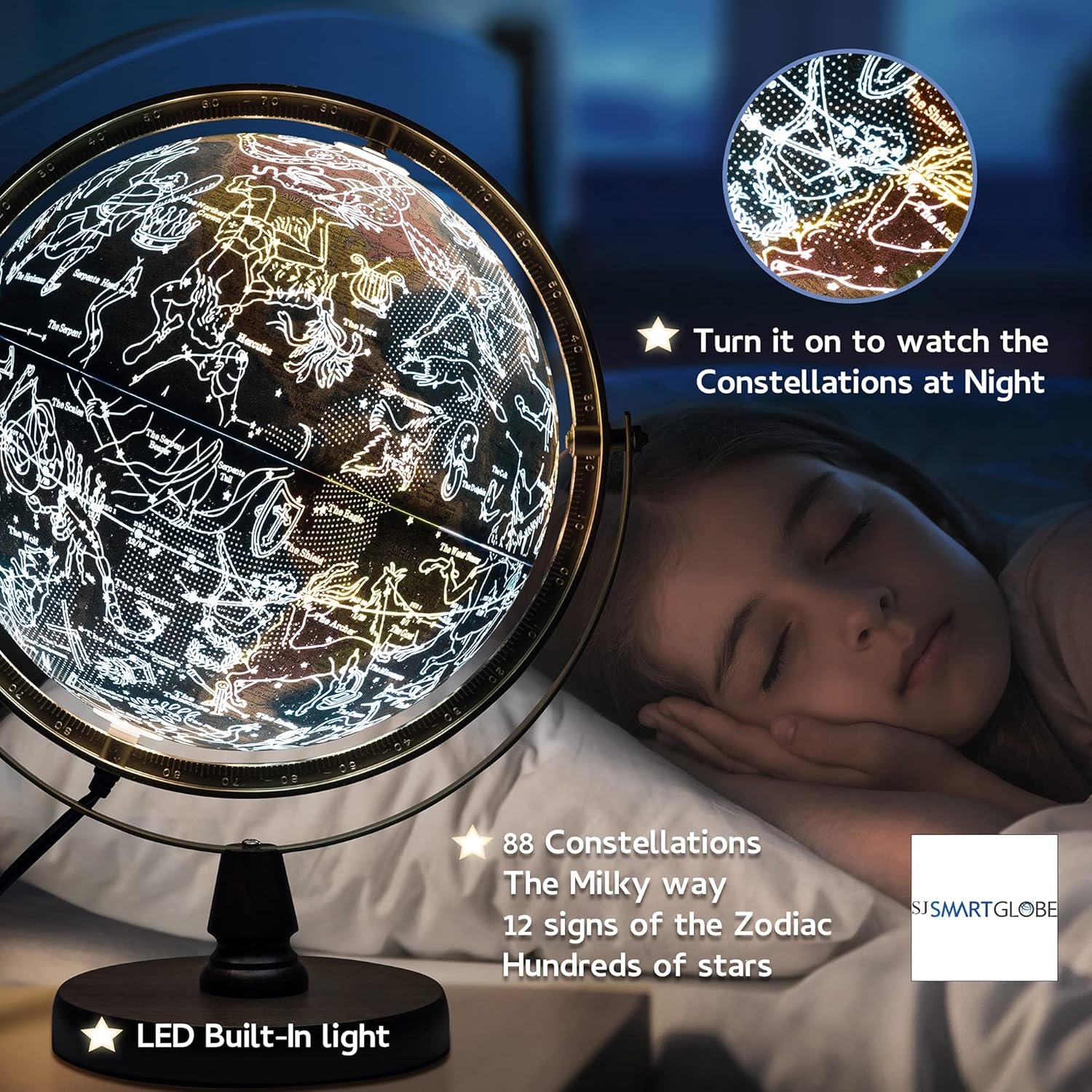with Interactive APP & LED Illuminated Constellations at Night, US-Patented STEM education 10" World Globe with Detailed map - Image 7