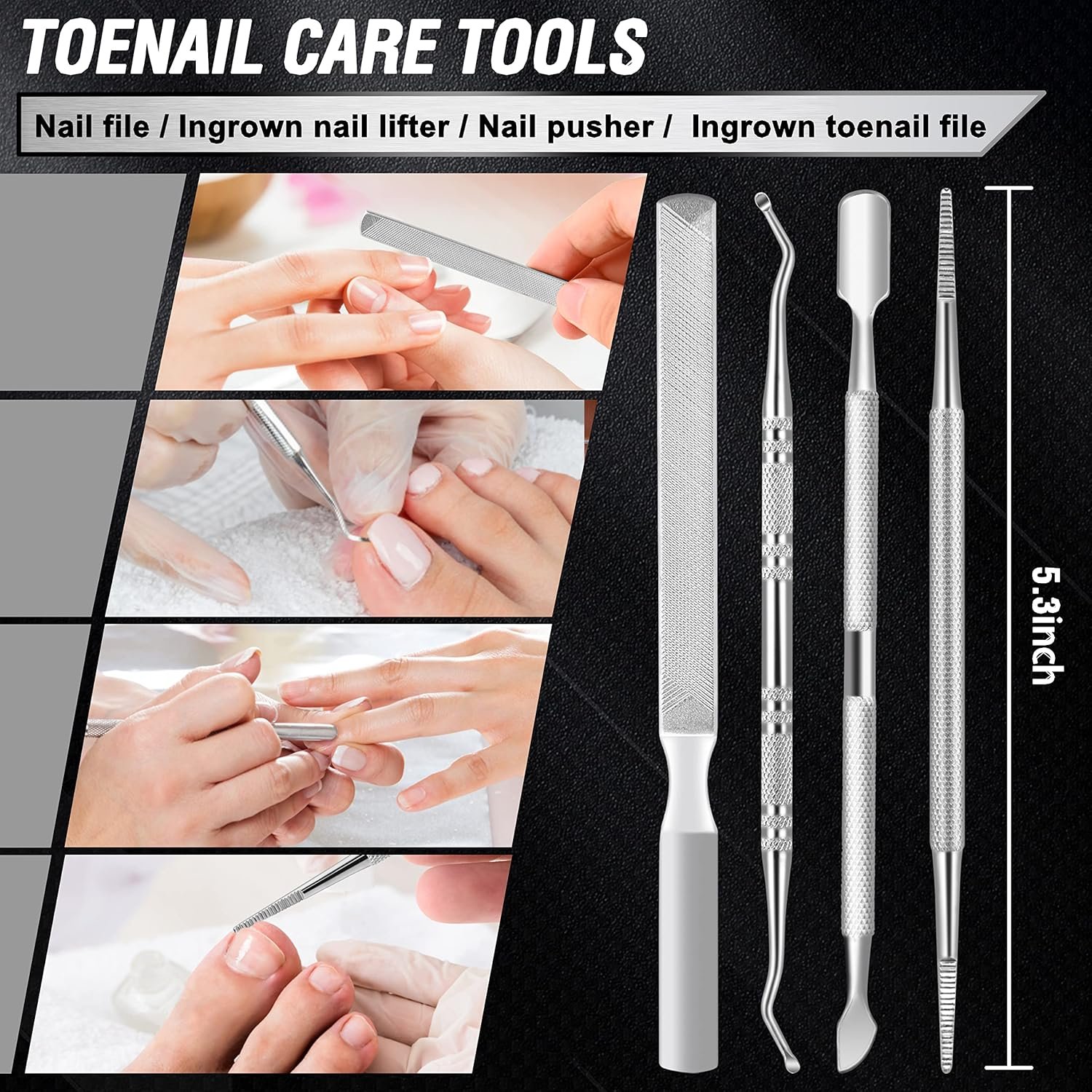 Toenail Clippers for Seniors Thick Toenails, Aucurwen Heavy Duty Toe Nail Clippers Adult Thick Nails Long Handle, Large Toenail Clippers for Thick Nails 7Pcs - Image 7