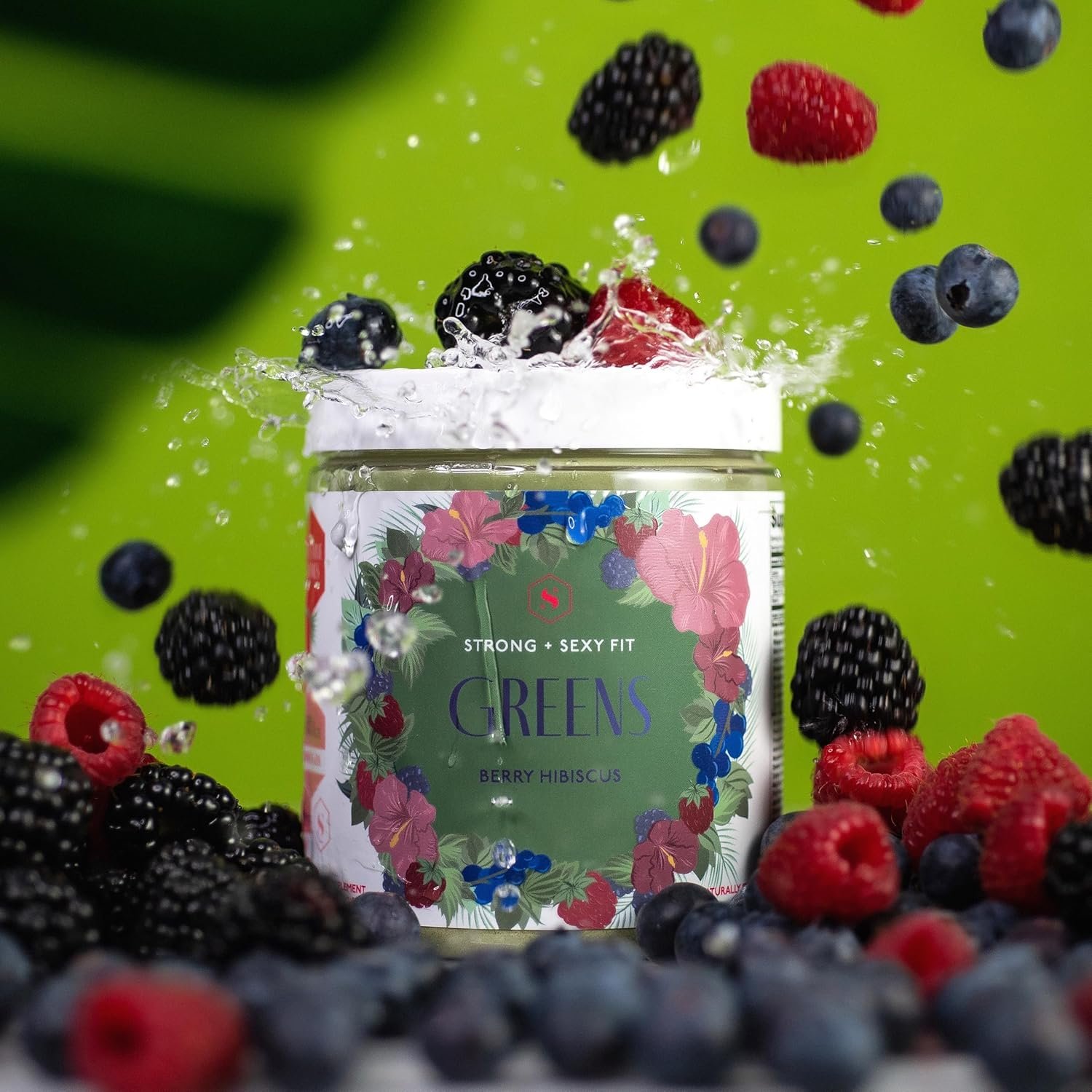 Strong + Sexy Fit Greens Superfood Powder, Green Juice for Gut Health, Energy & Immune Support, Fruit and Veggies Supplement with Wheat Grass, Digestive Enzyme, Vitamin C, 30 SVG, Berry Hibiscus - Image 6