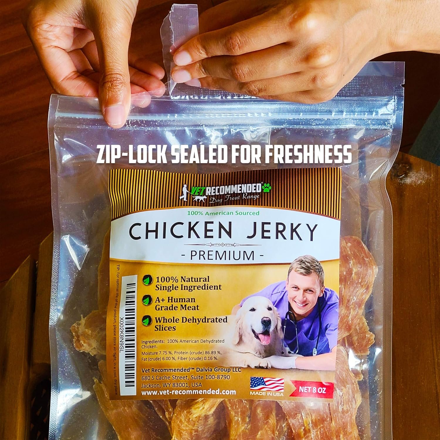 Premium Chicken Jerky for Dogs - Giant 8oz Bag | All Natural Dog Treats - Single Ingredient - No Fillers or Preservatives - Whole Dehydrated Chicken - Made in USA - Image 8