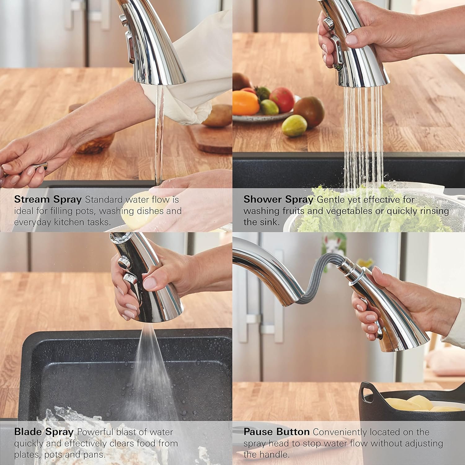 GROHE 30368002 Zedra Pull-Down Kitchen Faucet with sprayer Chrome - Image 4