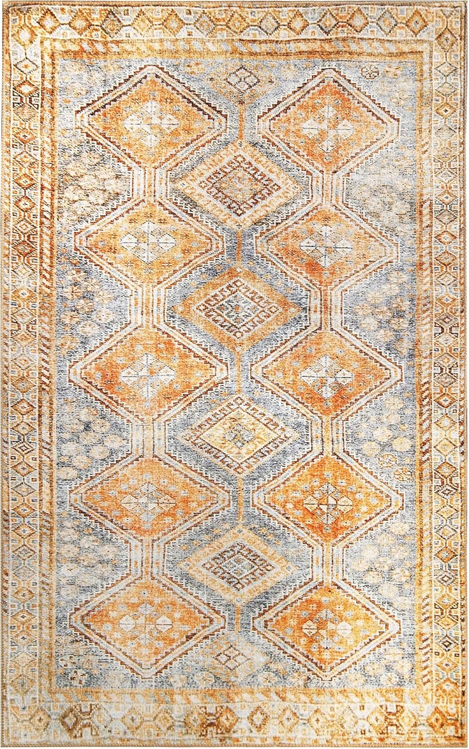 Superior Indoor Area Rug, Aesthetic Home Decor, Floor Rugs for Living Room, Office, Kitchen, Entryway, Dining, Southwestern Geometric, Ren Collection, Blue Orange, 7' 6" x 9' 6", Blue Orange - Image 3