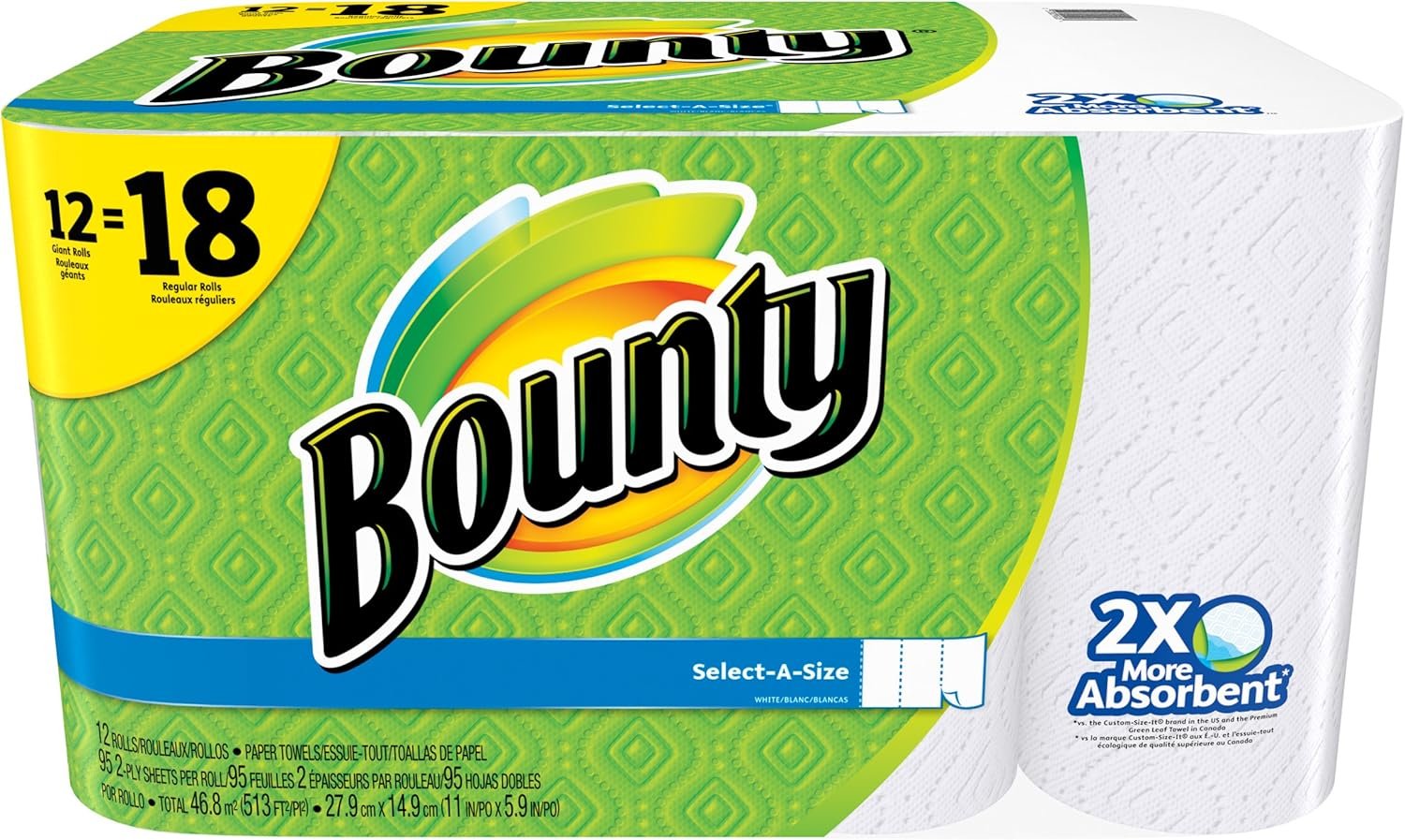 Bounty Select-a-Size Paper Towels, White, 12 Count - Image 6