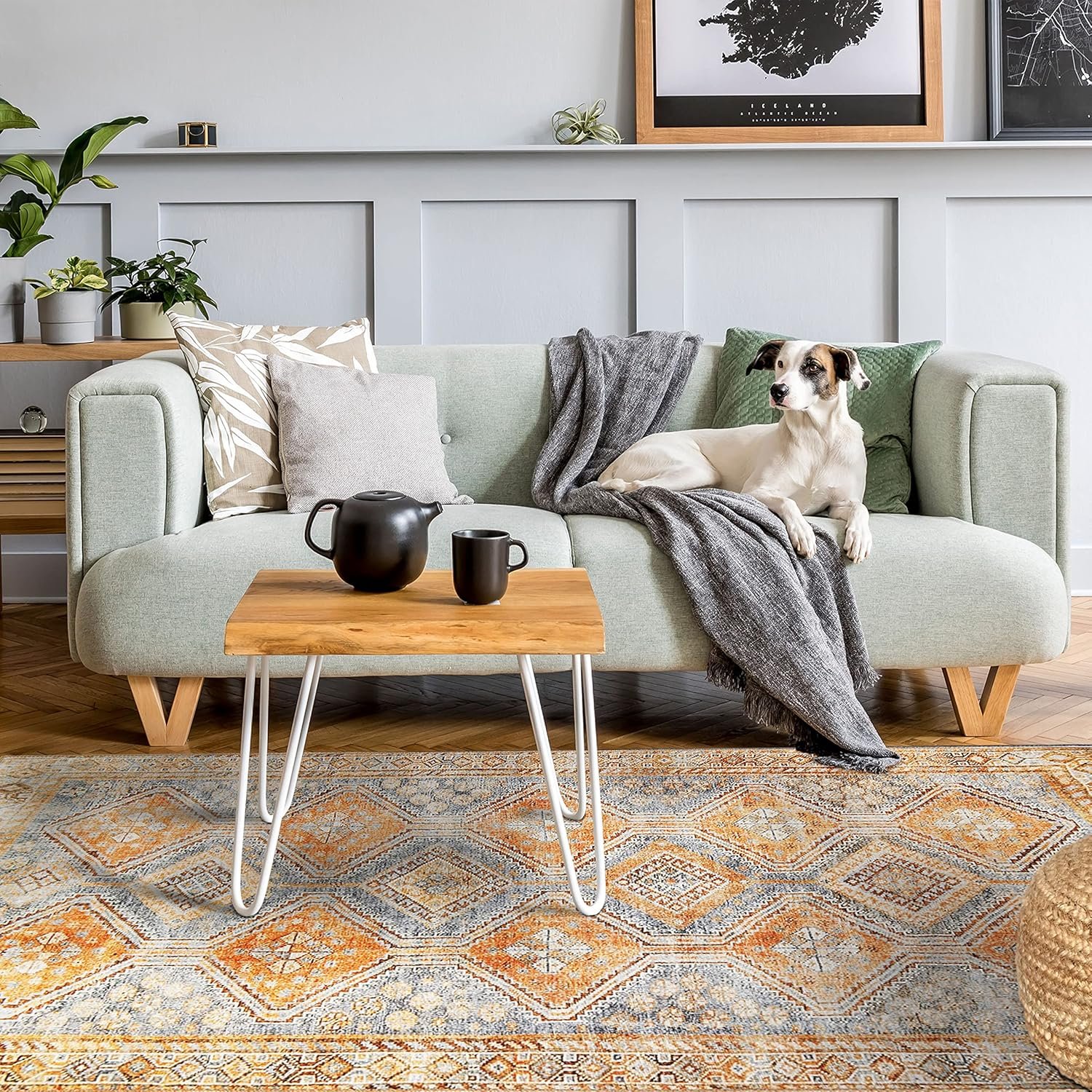 Superior Indoor Area Rug, Aesthetic Home Decor, Floor Rugs for Living Room, Office, Kitchen, Entryway, Dining, Southwestern Geometric, Ren Collection, Blue Orange, 7' 6" x 9' 6", Blue Orange - Image 2