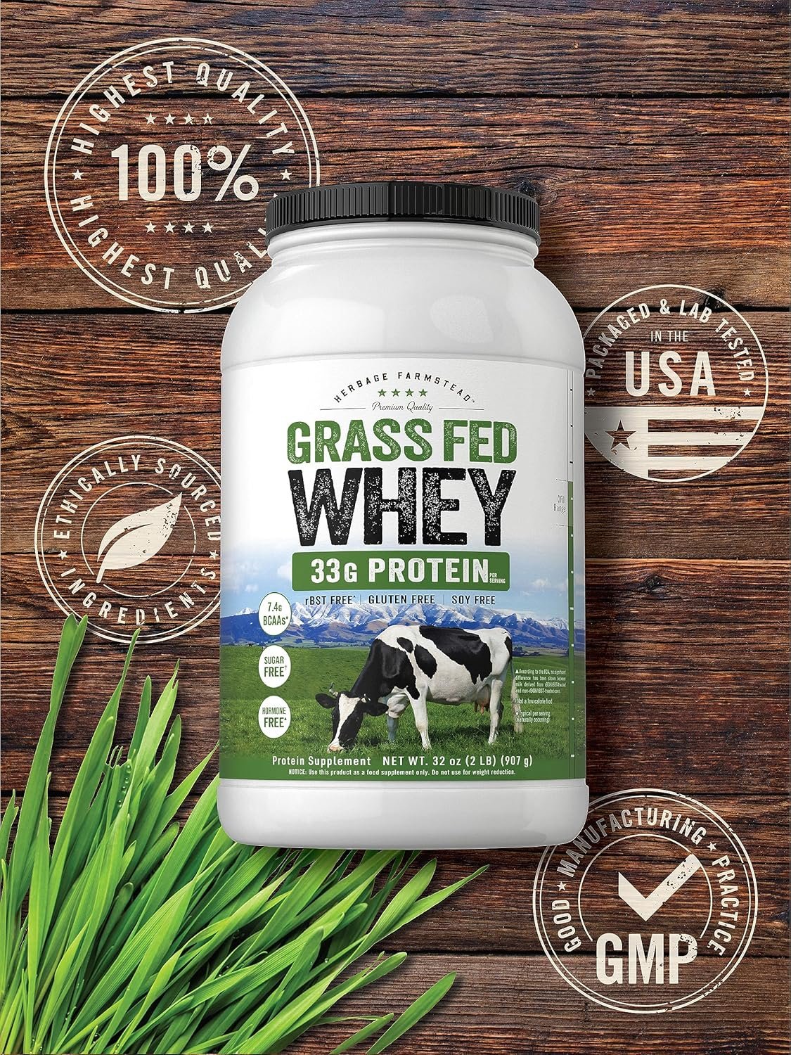 Carlyle Grass Fed Whey Protein Powder | 2lb | 33g of Protein Per Serving | Unflavored | Sugar and Hormone Free | Non-GMO and Gluten Free Supplement | by Herbage Farmstead - Image 6