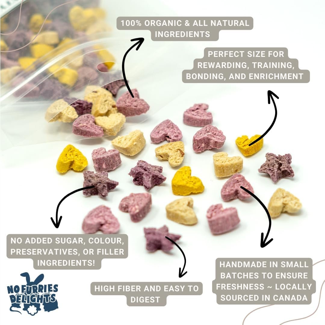 Treats, 100% All Natural Mini Bites for Rabbit Hamster Guinea Pig Chinchilla Pet Rat Mice Gerbil Bird, Healthy Enrichment Bonding Rewarding Training (Lucky Variety Pack 50g) - Image 5