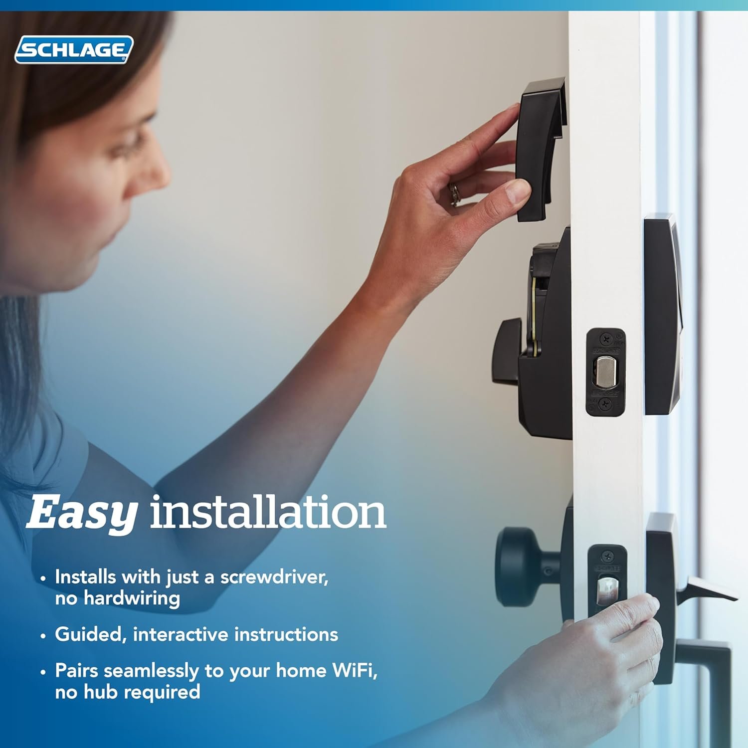 Schlage Encode Smart Wi-Fi Deadbolt with Camelot Trim in Satin Nickel - Image 9
