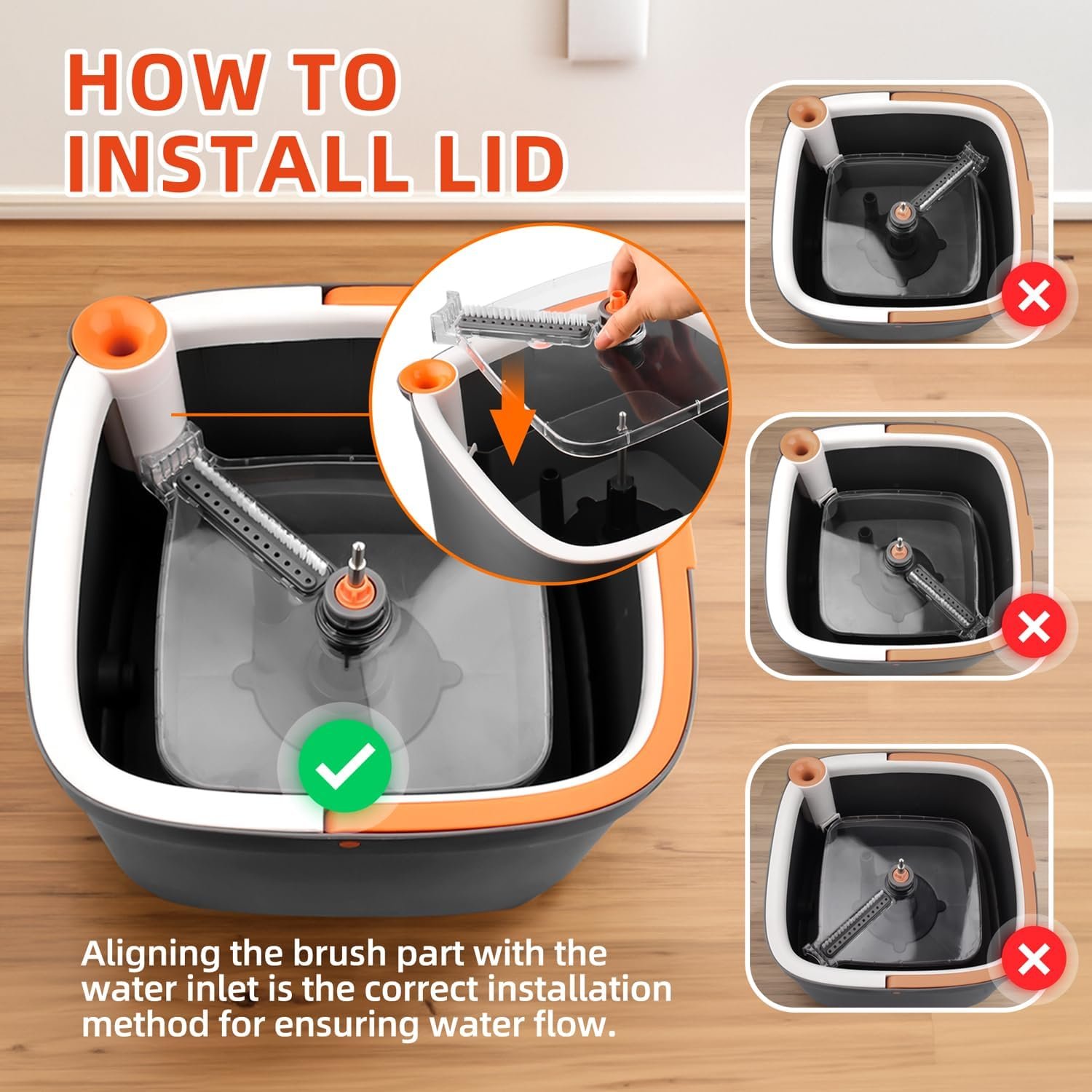 Spin Mop and Bucket Set with Self Separation Dirty and Clean Water System, Square Mop Bucket Self Wringing 360° Rotating Clean Floor Mop-Head for Hardwood Tile Marble Floors - Image 9