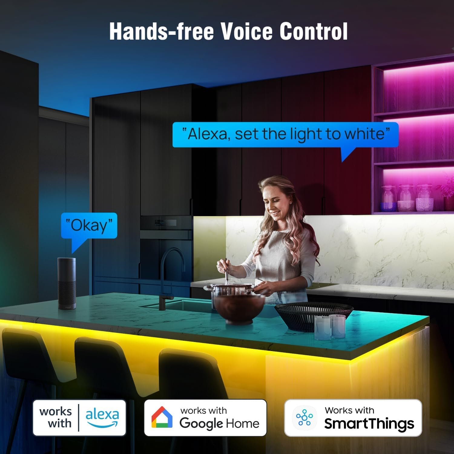 Sengled Smart Wi-Fi LED Multicolor Light Strip, 10M (32.8ft), No Hub Required, Works with Alexa & Google Assistant, RGBW, High Brightness, 2700 Lumens, Adjustable Length, 25,000 Hours Life for Home - Image 5